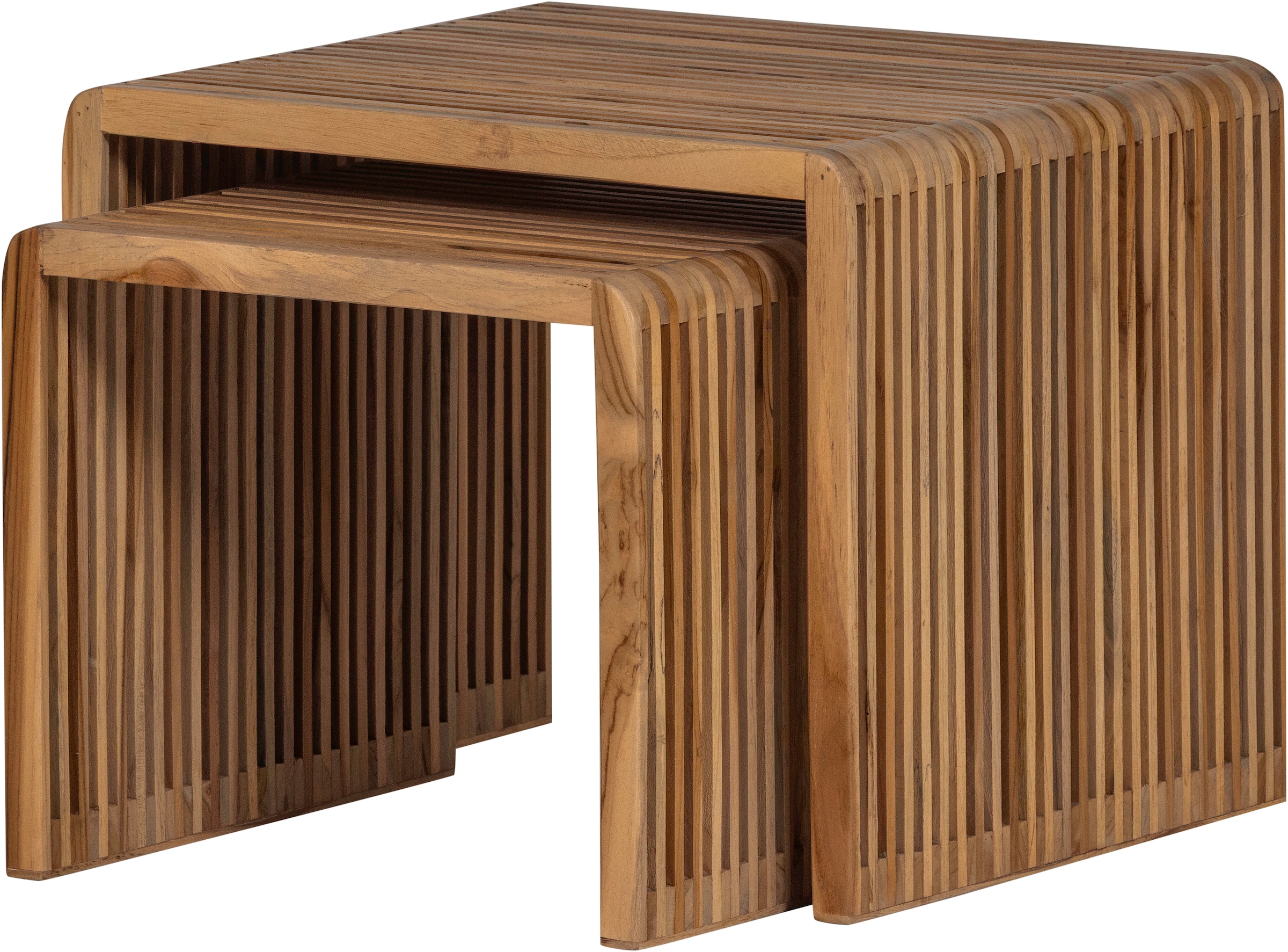 Image of WOOOD Beistelltisch "Jasmijn aus recyceltem Teakholz als 2er-Set B 50 x T 45 x H 41 cm" Set, 2 Stk. tlg. 2er-Set, pflegeleichte Oberfläche, ausschliesslich Innenbereich