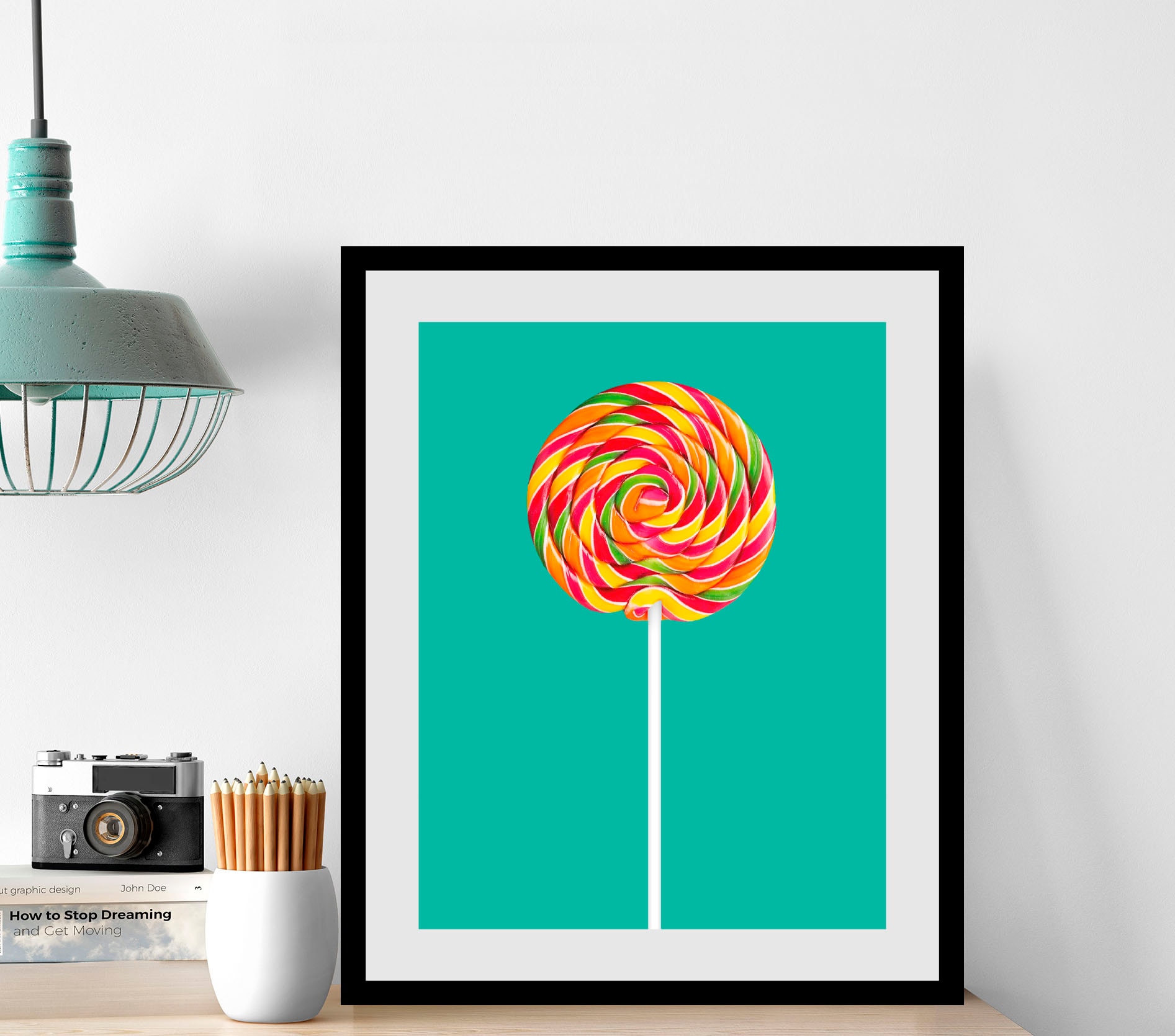 Image of queence Bild "Lollipop" Foto Kunst Lebensmittel Süssigkeiten Süssspeisen 1 Stk. tlg. HD Premium Poster-Druck inkl. Holzrahmen