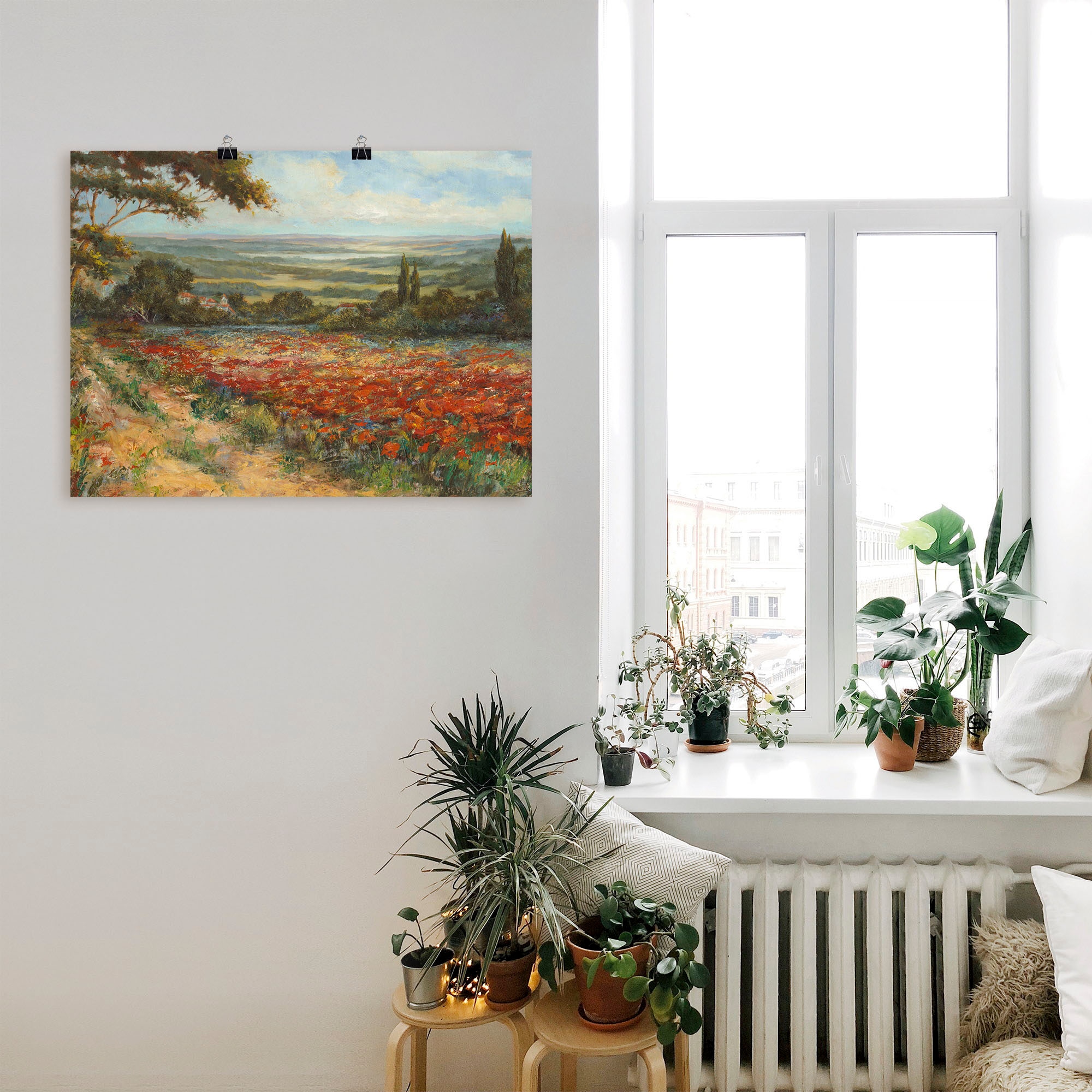 Artland Wandbild »Weg am Mohnfeld«, Wiesen & Bäume, (1 St.), als Leinwandbild, Poster in verschied. Grössen