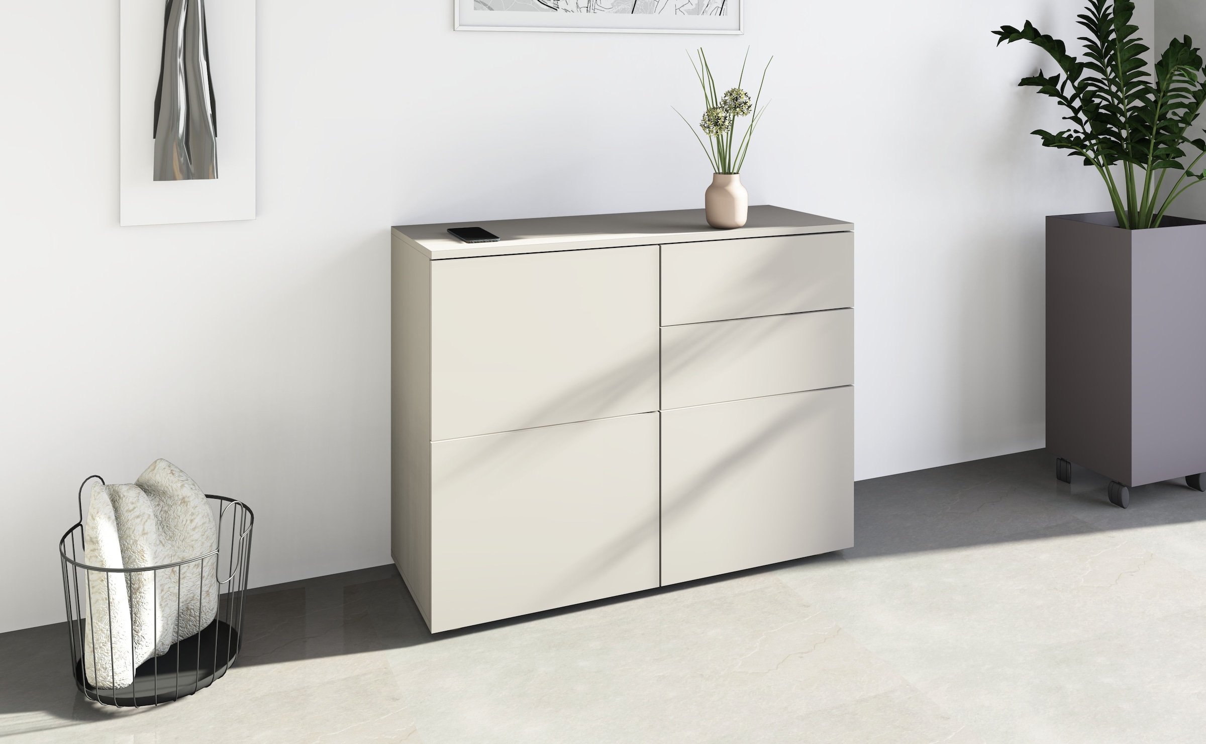 borchardt Möbel Commode »Rova, modern, grifflos, praktisch, 3 Türen« Push-To-Open, verstellbare Einlegeböden, viel Stauraum, Breite 93cm