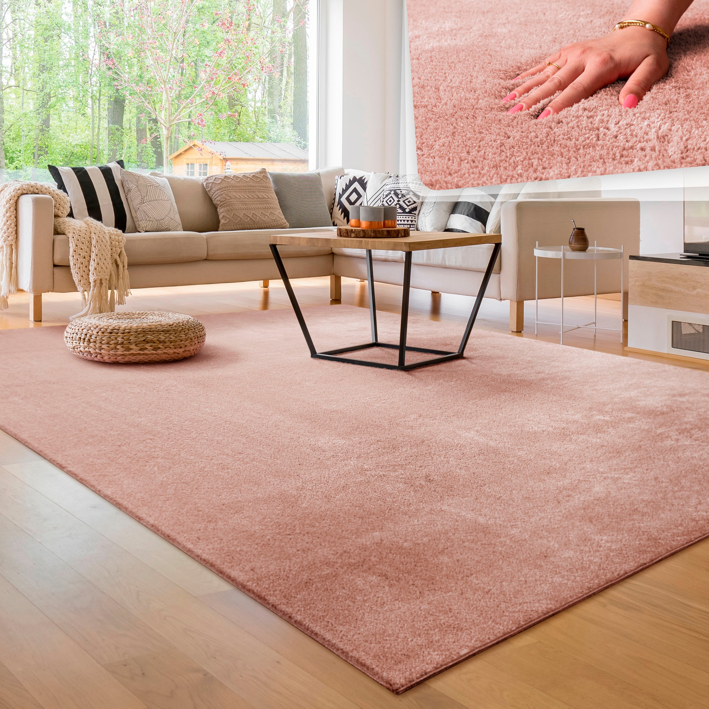 Paco Home Teppich rechteckig, besonders waschbar, 630«, als auch Läufer Uni-Farben, bequem weich, »Cadiz kaufen erhältlich