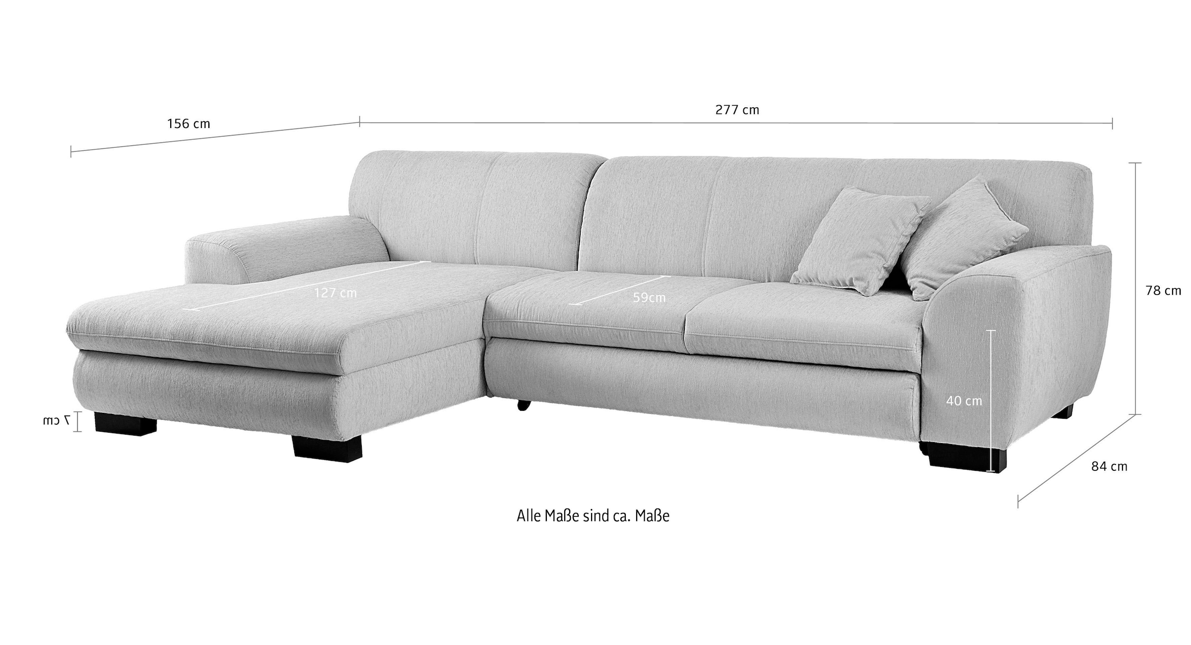 Home affaire Ecksofa »Nika zeitlos und elegant, L-Form«, wahlweise mit Bettfunktion, auch in Cord