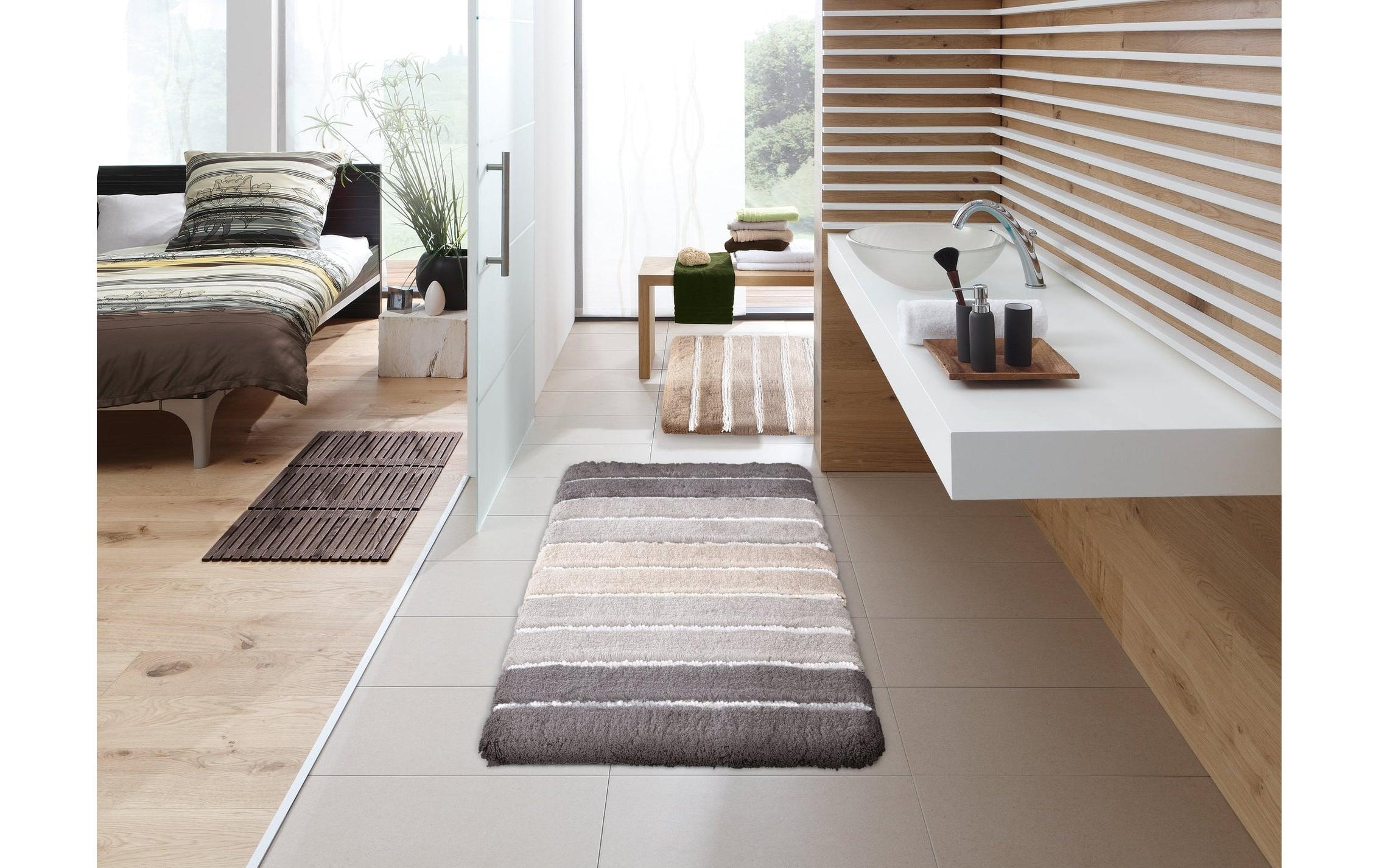 Kleine Wolke Tapis de bain »Phoenix« Höhe 35 mm Badteppich, gestreift, Hoch-Tief Effekt, waschbar