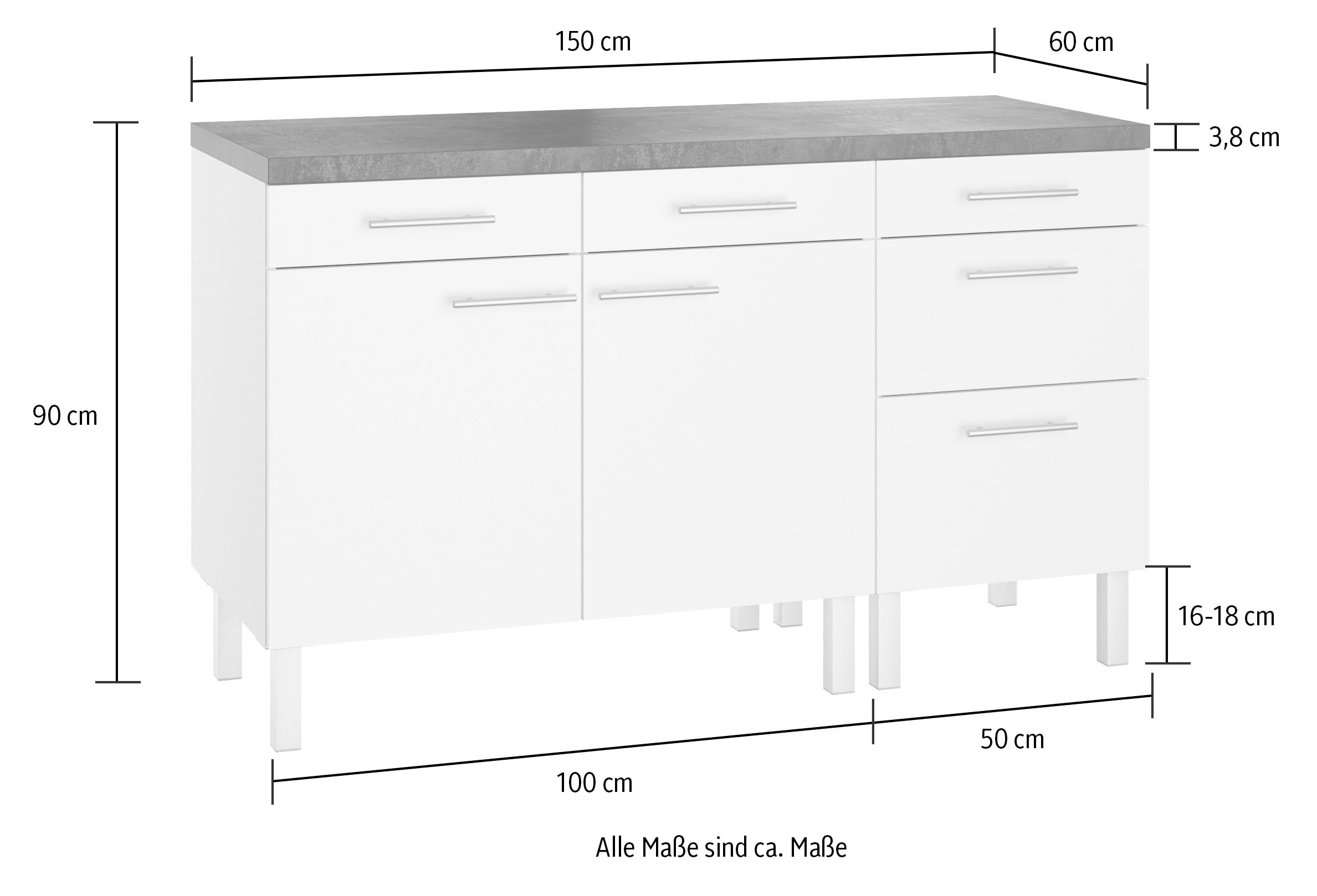 Breite versandkostenfrei »Lilly2«, ♕ 150 cm auf Küche OPTIFIT