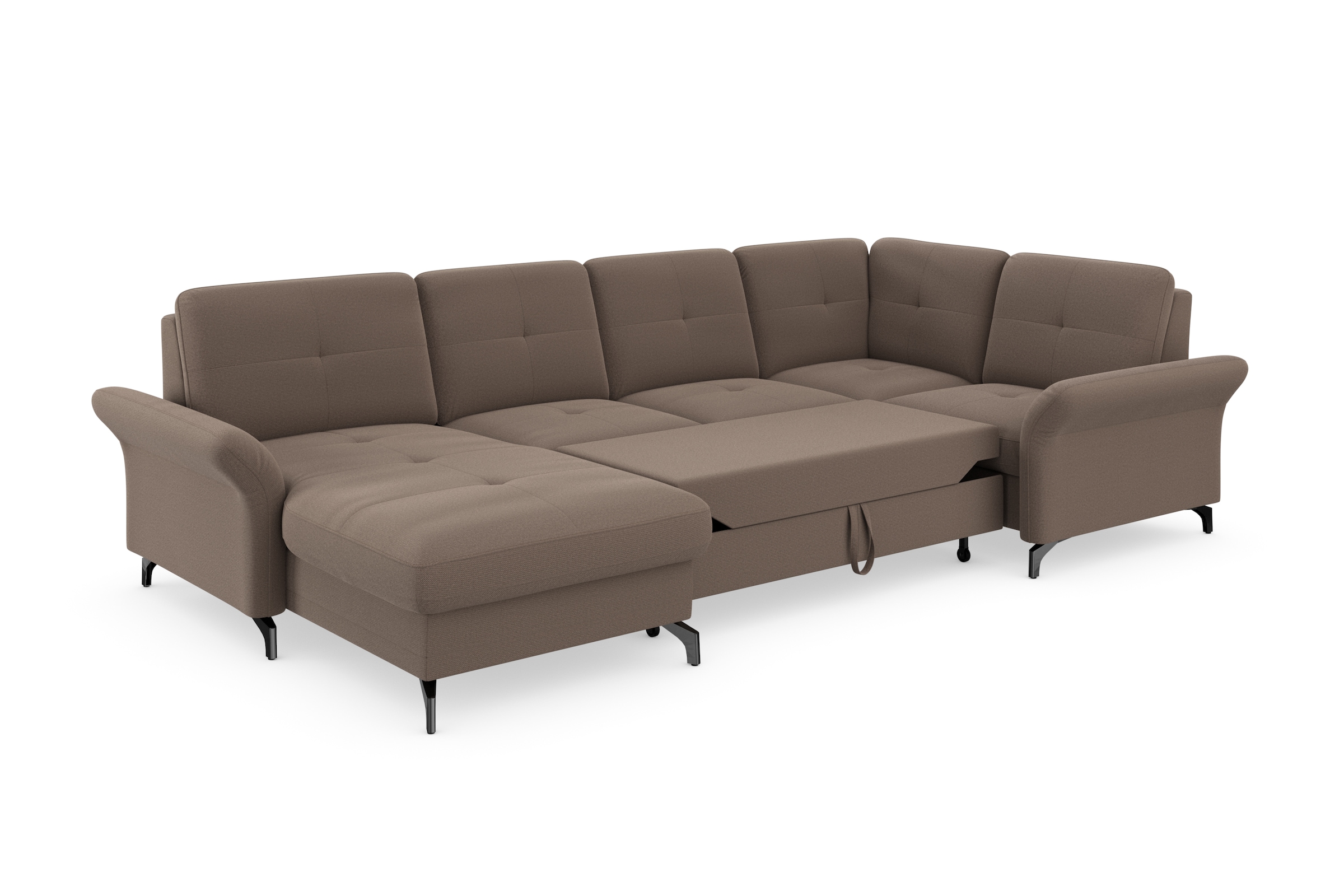 Places of Style Wohnlandschaft »Calando U-Form«, wahlweise mit Bettfunktion, Bettkasten und Armteilfunktion