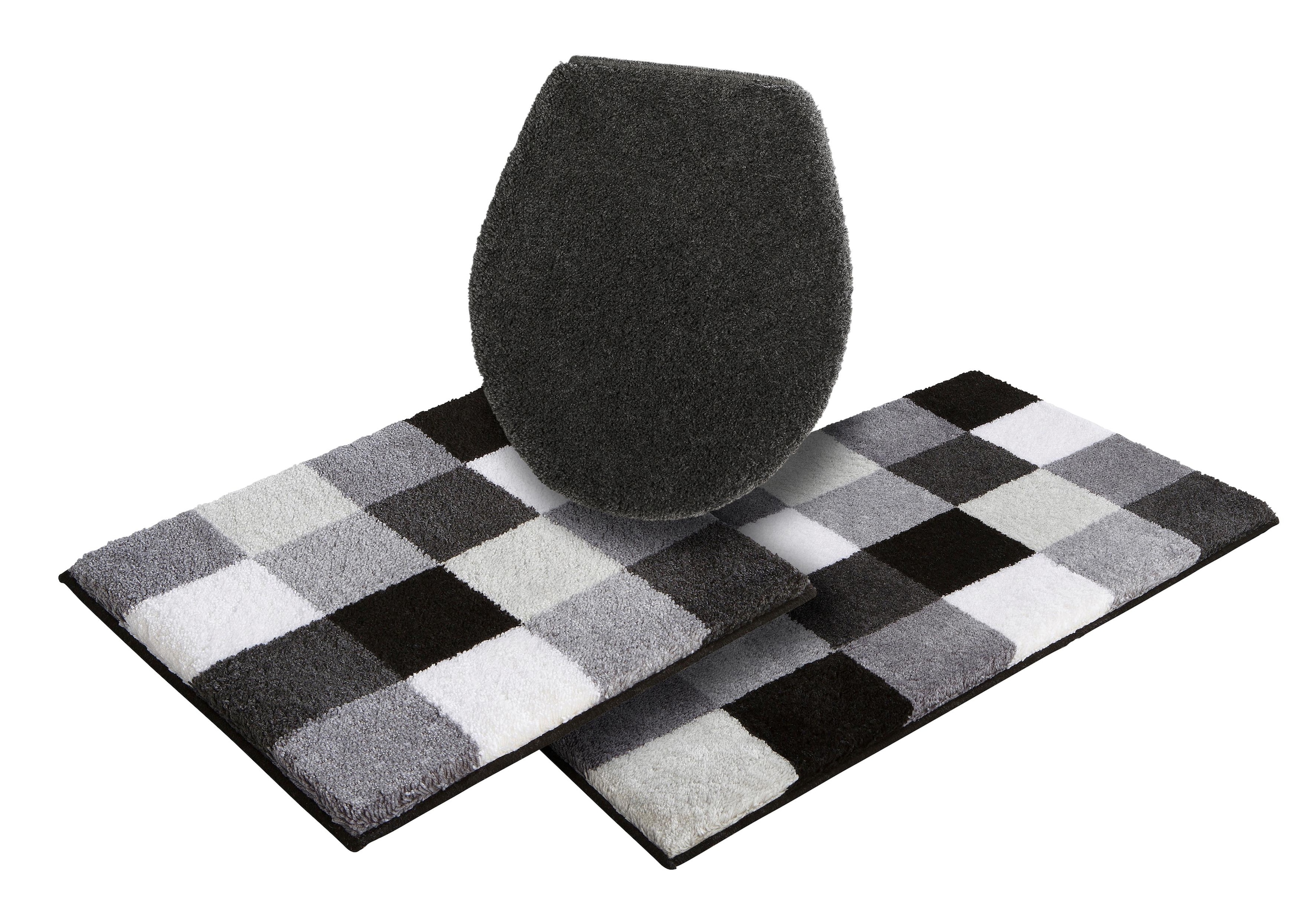 Grund Badematte »Mosaik, Badvorleger, Badezimmer Teppich, sehr weich«, rutschhemmend beschichtet, fussbodenheizungsgeeignet, angenehm weich, auch als 3 teiliges Set erhältlich, Made in Europe