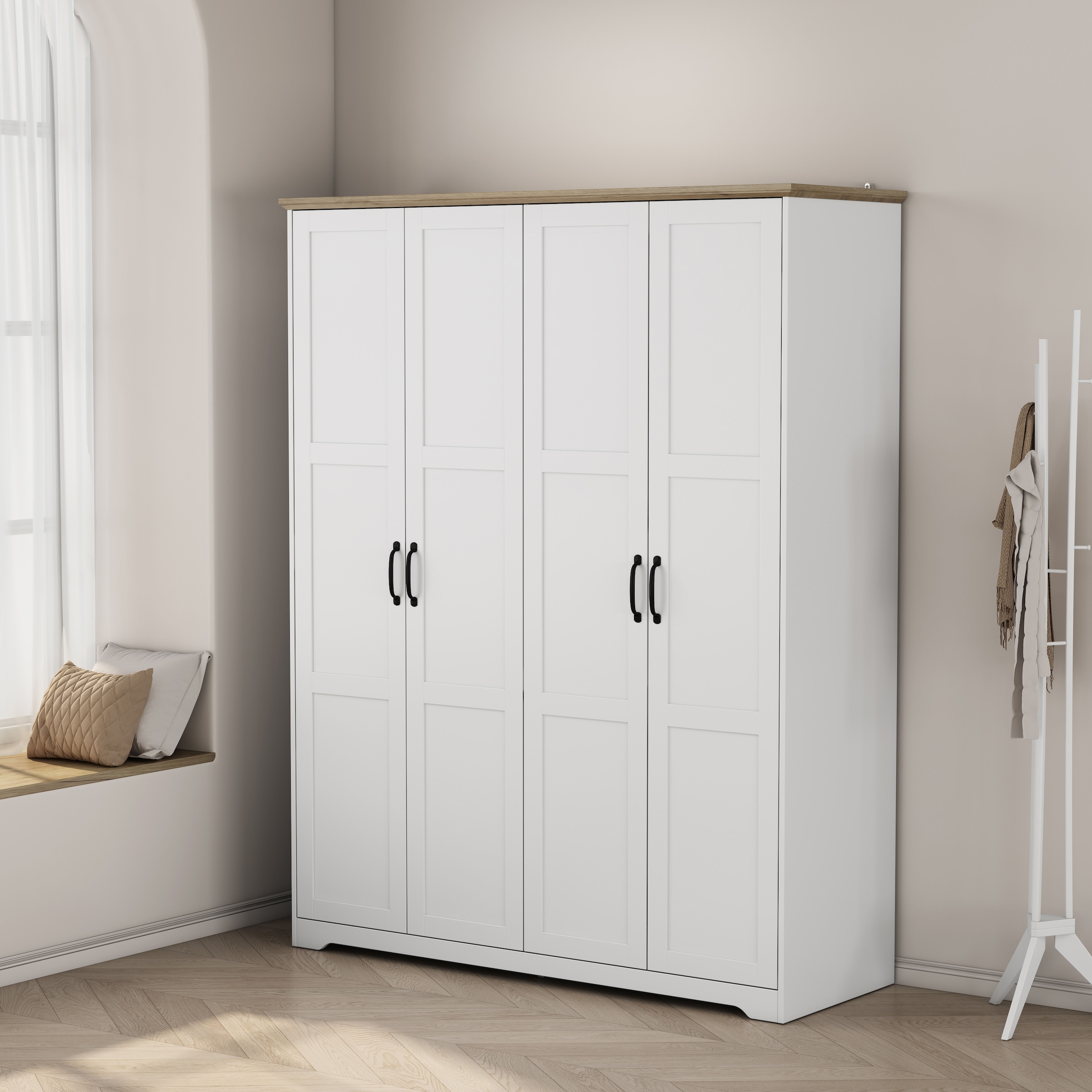GOODproduct Kleiderschrank »Emmilia Schrank Schlafzimmerschrank im Landhaus Design« Mit vielen Einlegeböden und Softclose Türen,  Landhaus Schrank mit  4 Türen Breite 151,1cm Höhe 2m