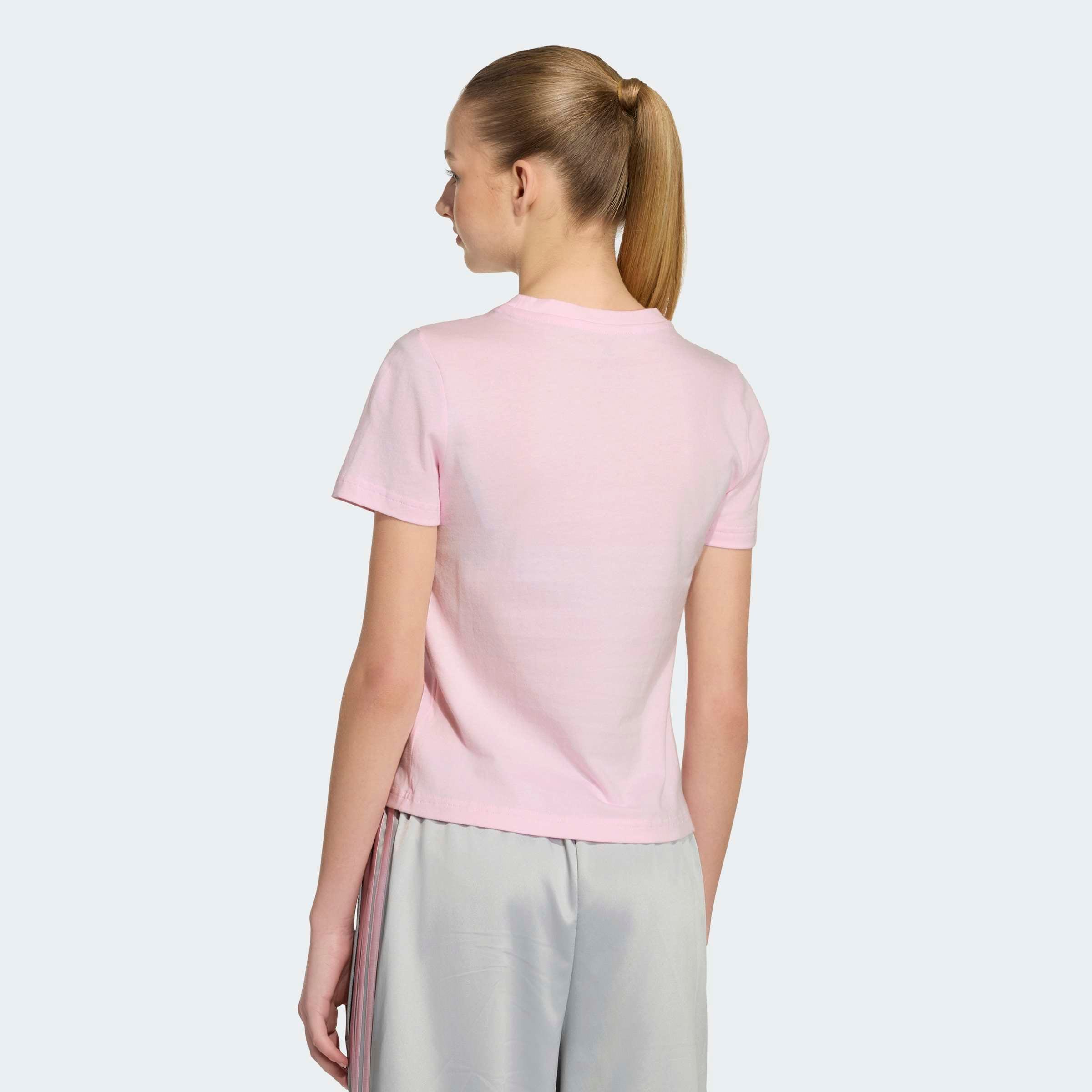adidas Sportswear T-shirt »JG SATIN TEE« Pour enfants, col rond, sans fermeture, en coton