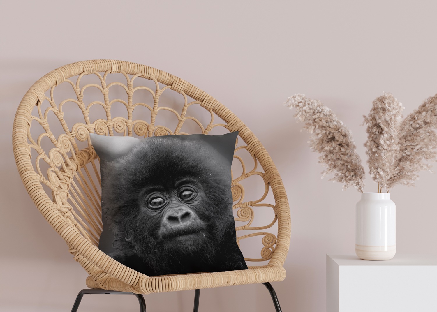 queence Dekokissen »Affen Baby« Kissenhülle mit HD Premium Druck, geruchsneutral, 40x40cm