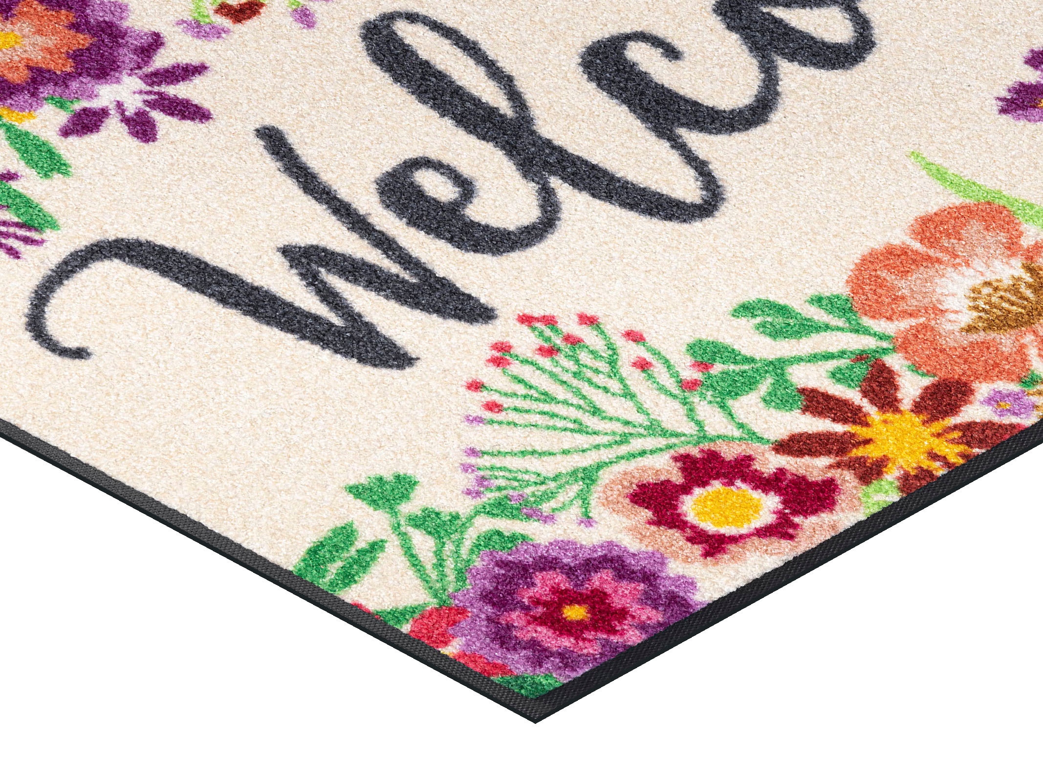 wash+dry by Kleen-Tex Teppich »Welcome Blooming«, rechteckig, Motiv Blumen,  mit Spruch, rutschhemmend, waschbar | Fußmatten