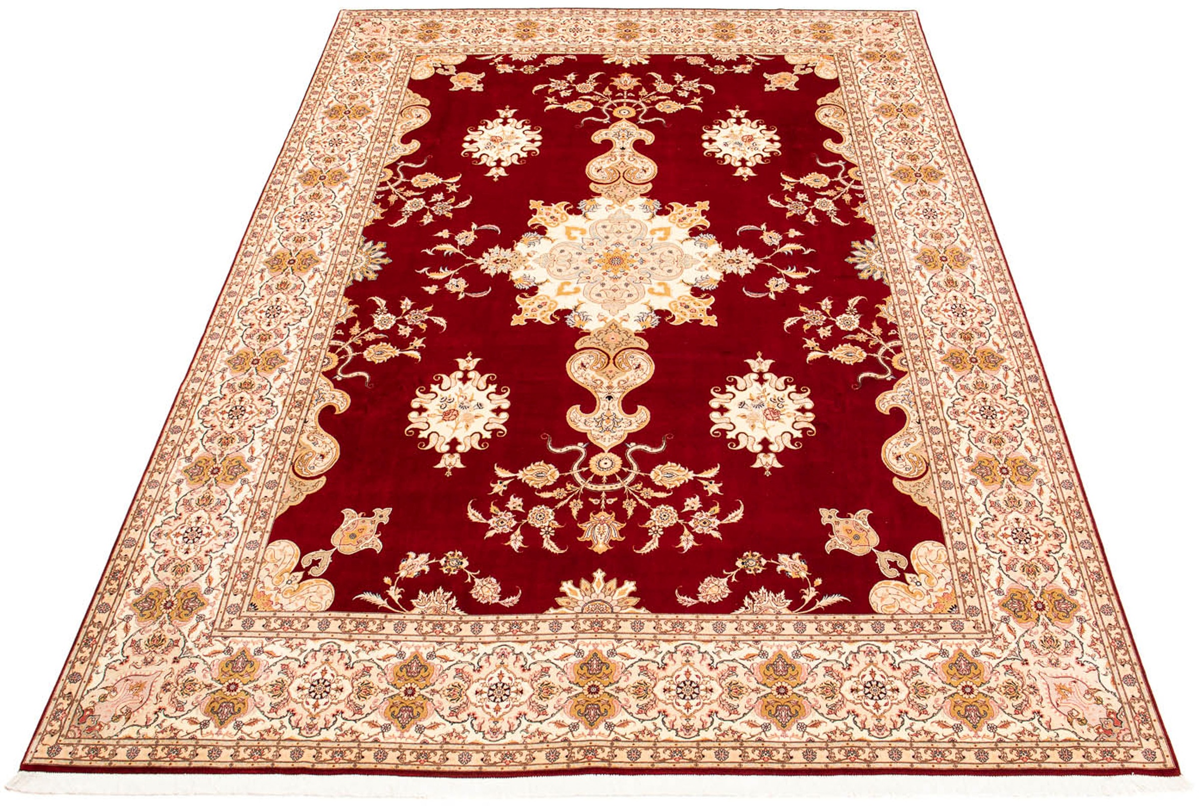 Image of morgenland Orientteppich »Perser - Täbriz - Royal - 402 x 298 cm - dunkelrot«, rechteckig, 7 mm Höhe, Wohnzimmer, Handgeknüpft, Einzelstück mit Zertifikat bei Ackermann Versand Schweiz