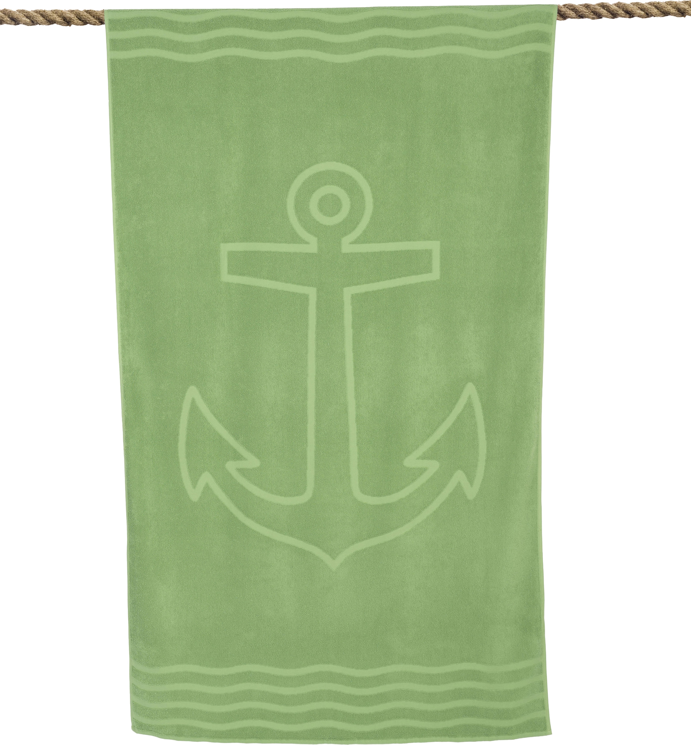 Image of Wewo fashion Strandtuch "Anker" Badetuch, Uni Farben, mit Motiv, reine Baumwolle