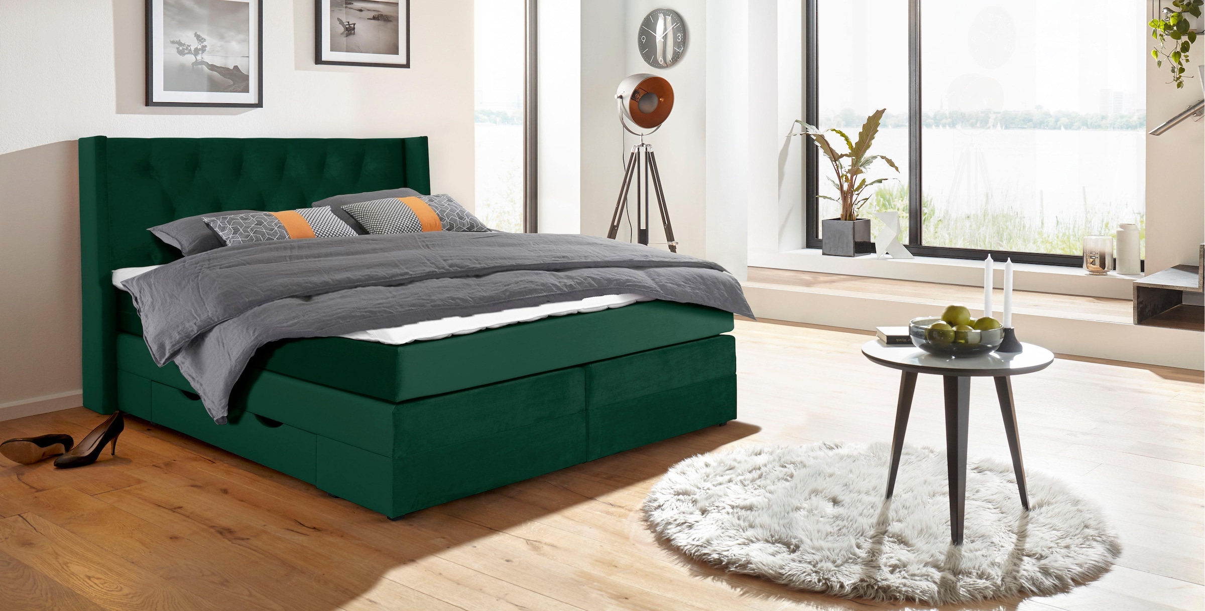 Image of Home affaire Boxspringbett "Elegance" mit schöner Knopfheftung, in den Härtegraden H2 & H3, inkl. Schubladen
