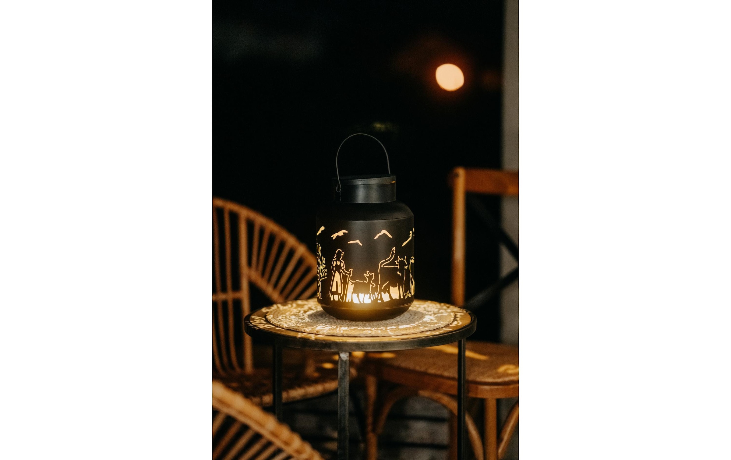 Kadastar Lanterne à bougie »Alpaufzug Familie 27 cm« Laterne Scherenschnitt