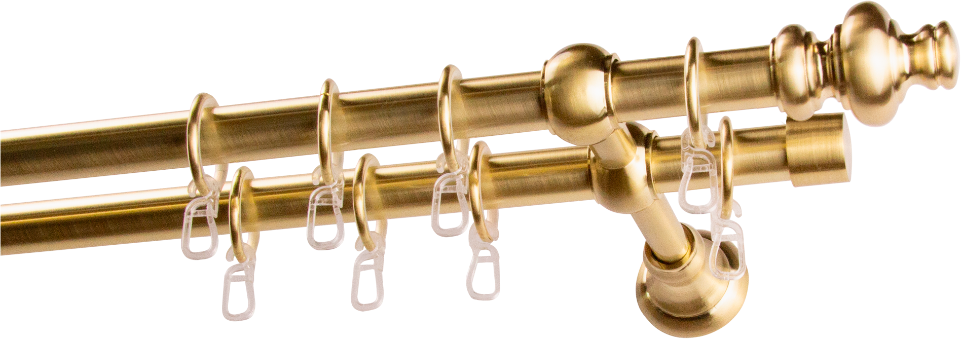 GARESA Gardinenstange "ANDREA" Ø 20 mm 2 läufig-läufig Wunschmaßlänge Vorhanggarnitur, verlängerbar, Endknopf Profil groß, mit Ringen