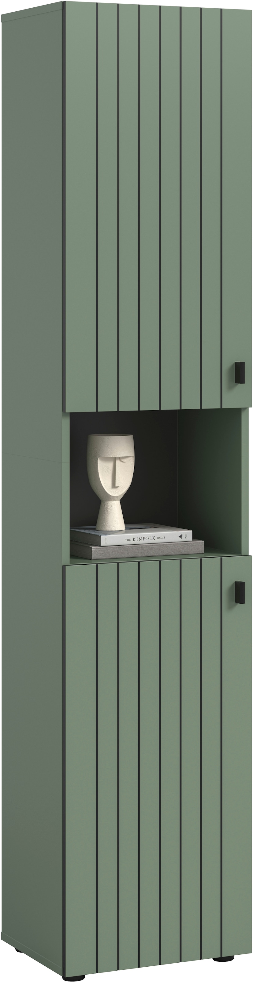 Image of Home affaire Garderobenschrank "TATIO, Höhe 192 cm, Rillenoptik, 2 Türen, offenes Fach" 1 Stk. tlg. Garderobenschrank, Flurschrank, Dielenschrank, Hochschrank