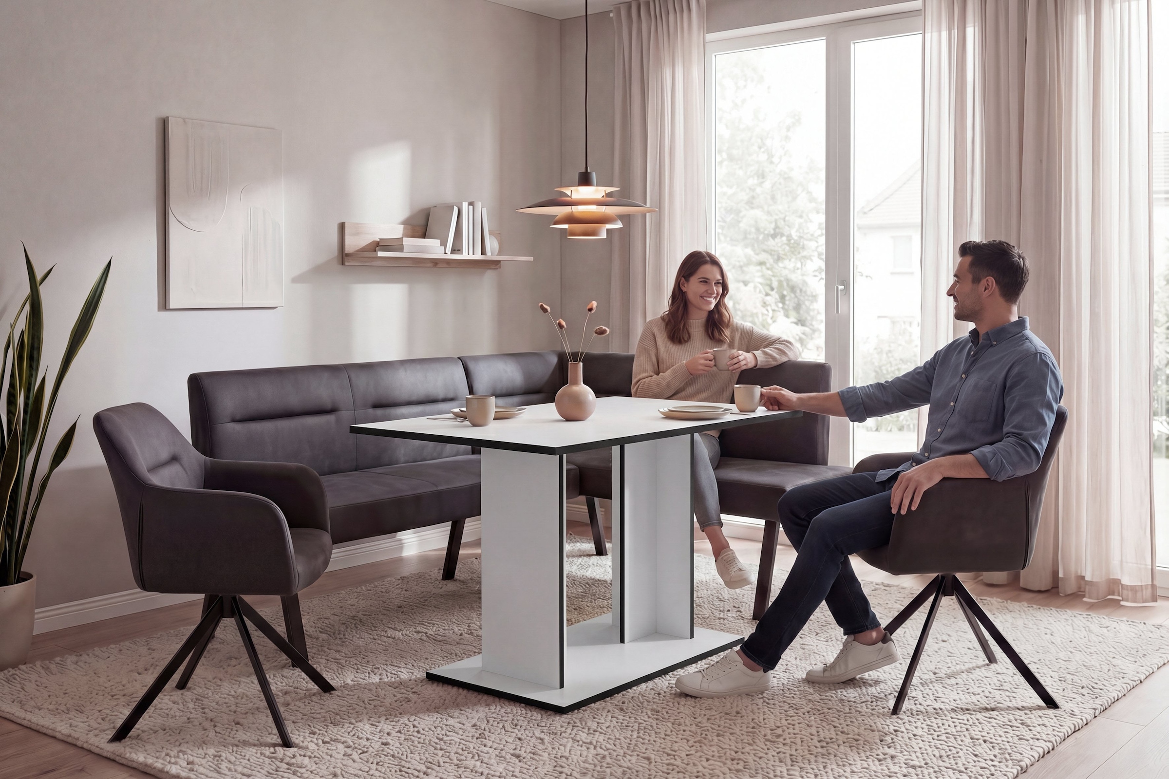 byLIVING Esstisch »TOM« Artisan Eiche oder Weiss, 100 kg, 4 Sitzplätze, Säule: 25 x 56,6 cm