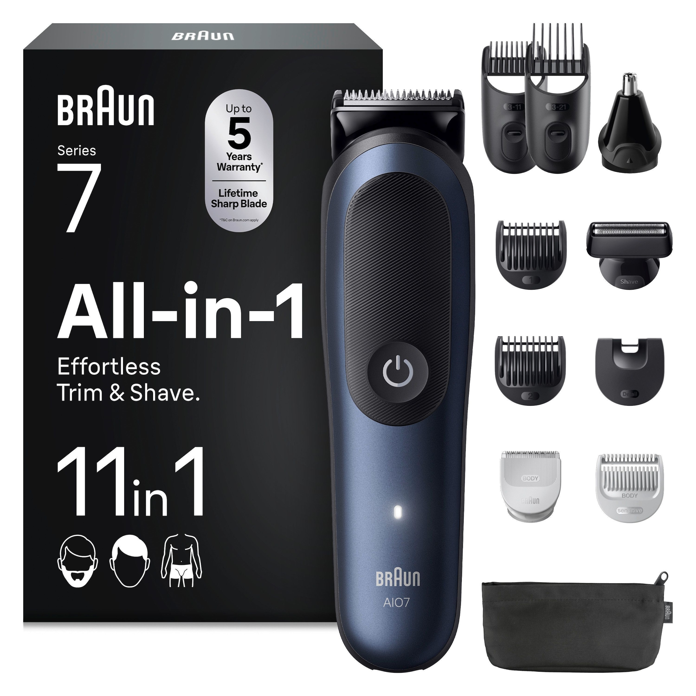 Image of Braun Haarschneider "Series 7 AIO7540 - Golden Ribbon" 6 Aufsätze Bis zu 120 Min Akkulaufzeit, 40 Längeneinstellungen, Wasserdicht