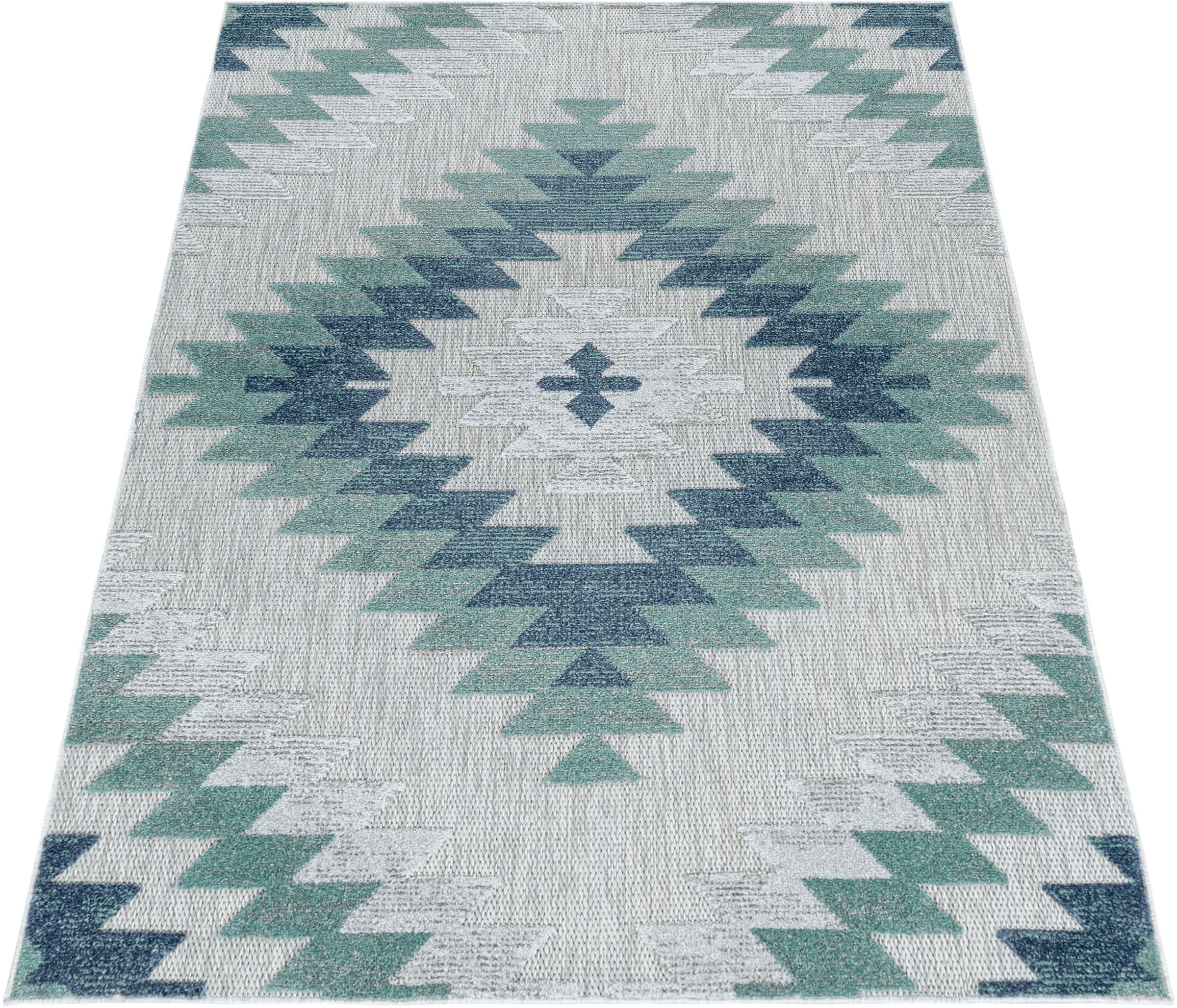 Ayyildiz Teppiche Teppich »BAHAMA 5154«, rechteckig, 8 mm Höhe, Läufer, Flachflor mit Hoch-Tief-Struktur, In-und Outdoor geeignet