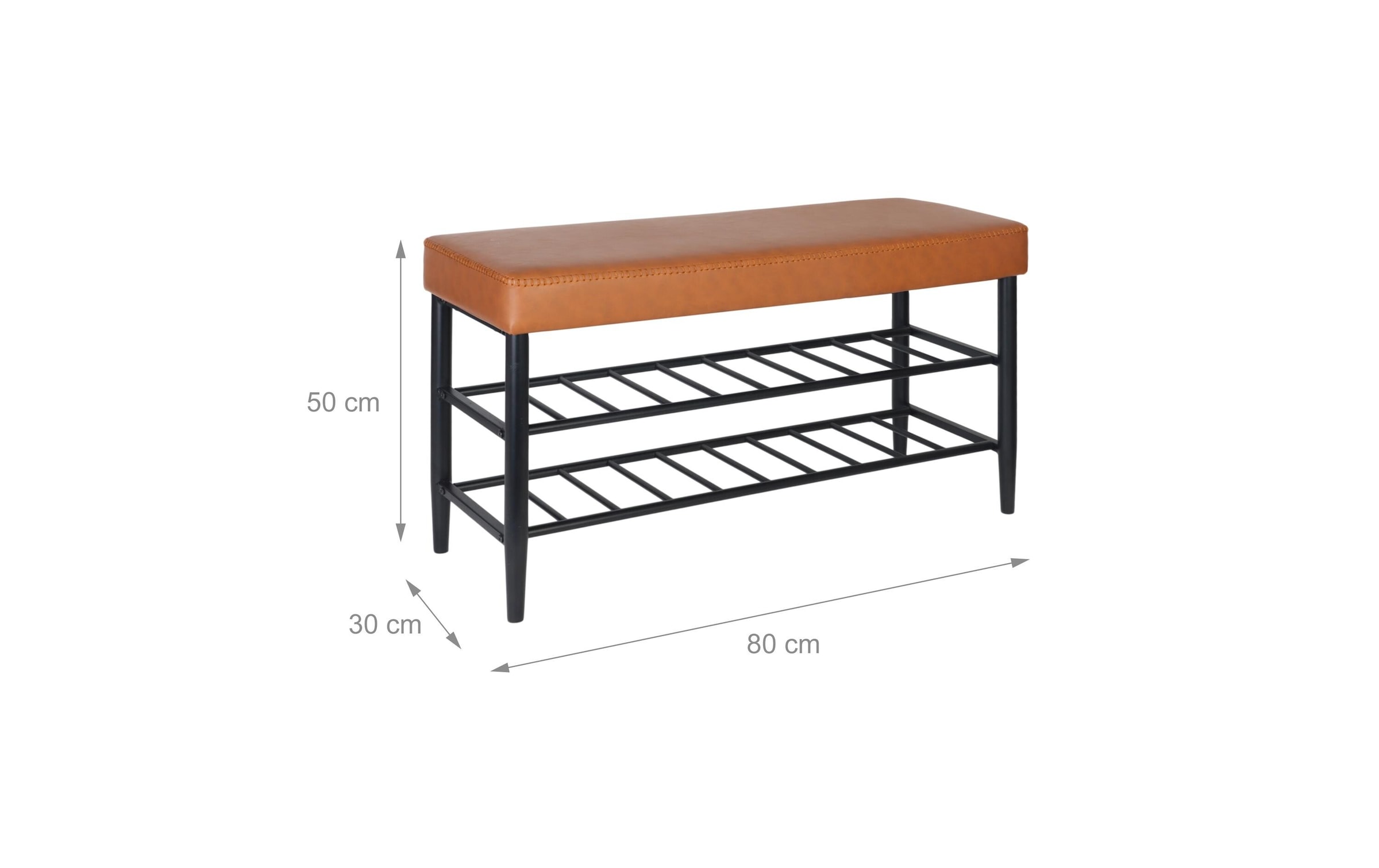 relaxdays Banc à chaussures »mit zwei Ablagen 80 x 50 cm«