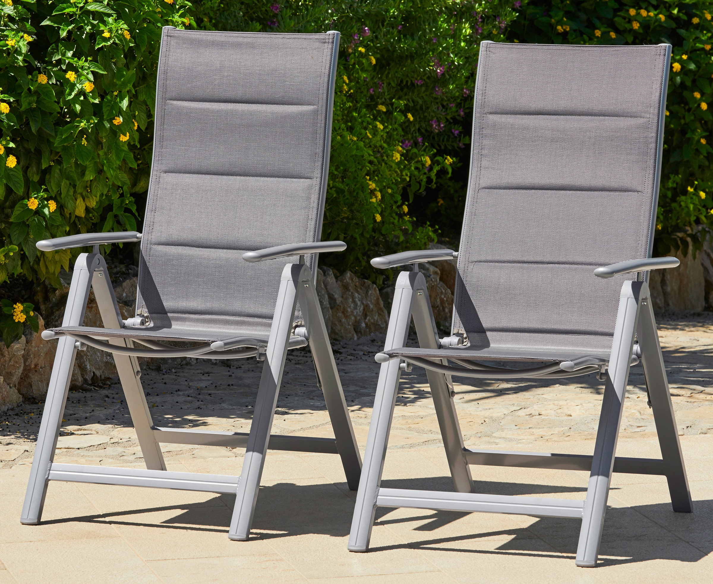 Image of MERXX Gartenstuhl »Taviano«, (Set), 2 St., 2er Set, Alu/Textil, verstellbar, silber bei Ackermann Versand Schweiz