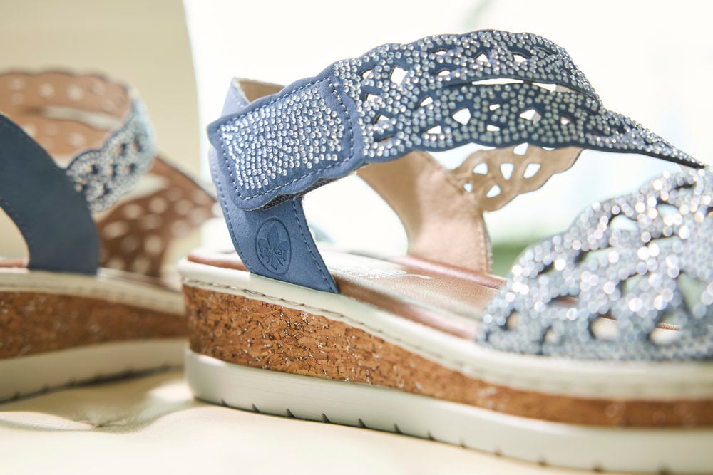 Rieker Sandales compensées  Sandale compensée, chaussure d'été, chaussure de vacances avec strass