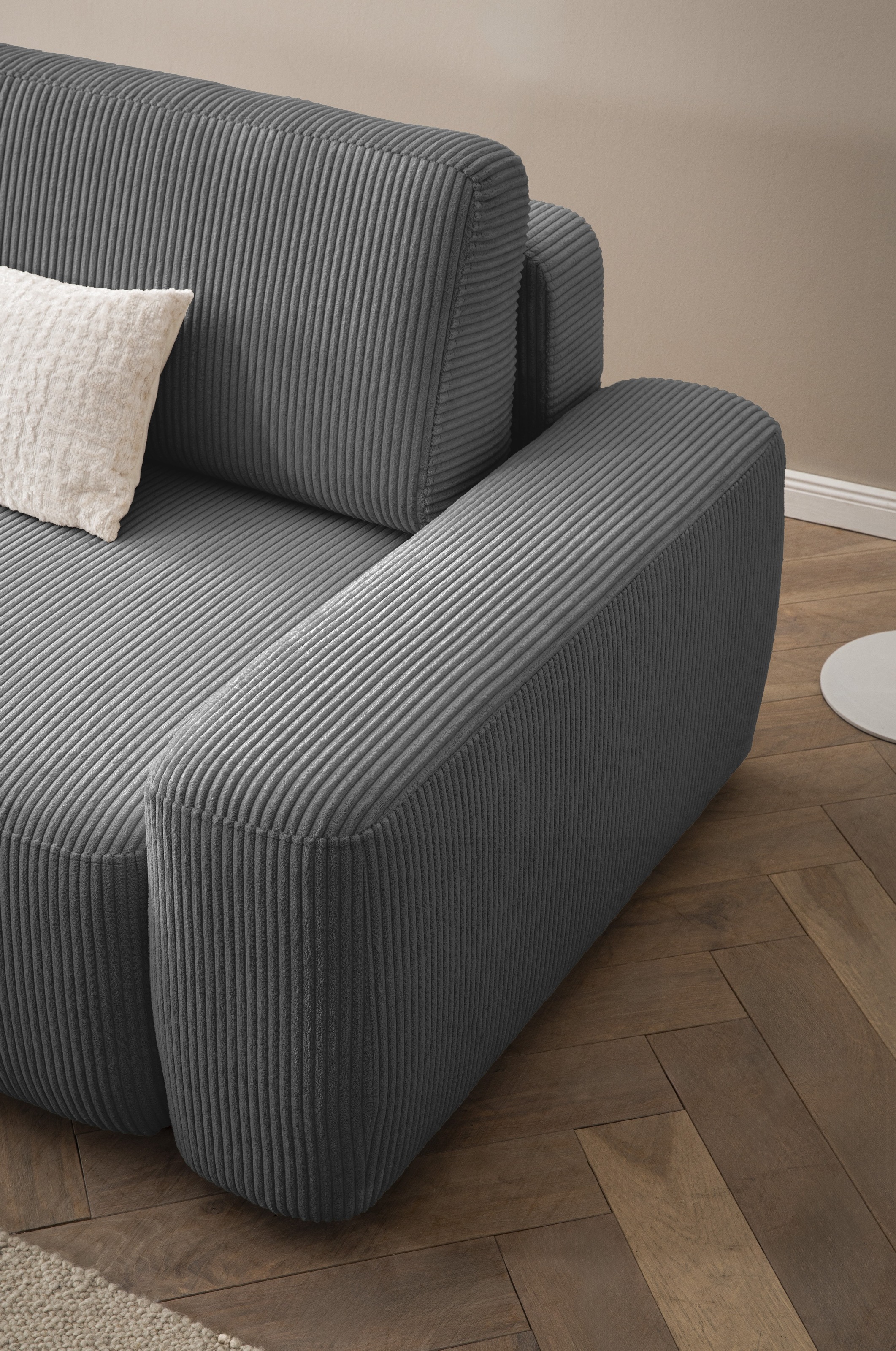 Home affaire Ecksofa »TORGE (264cm), Schlafsofa in Cord, Samtvelours o Struktur fein, L-Form« Schlaffunktion, Bettkasten, Liegefläche: 125/210 cm