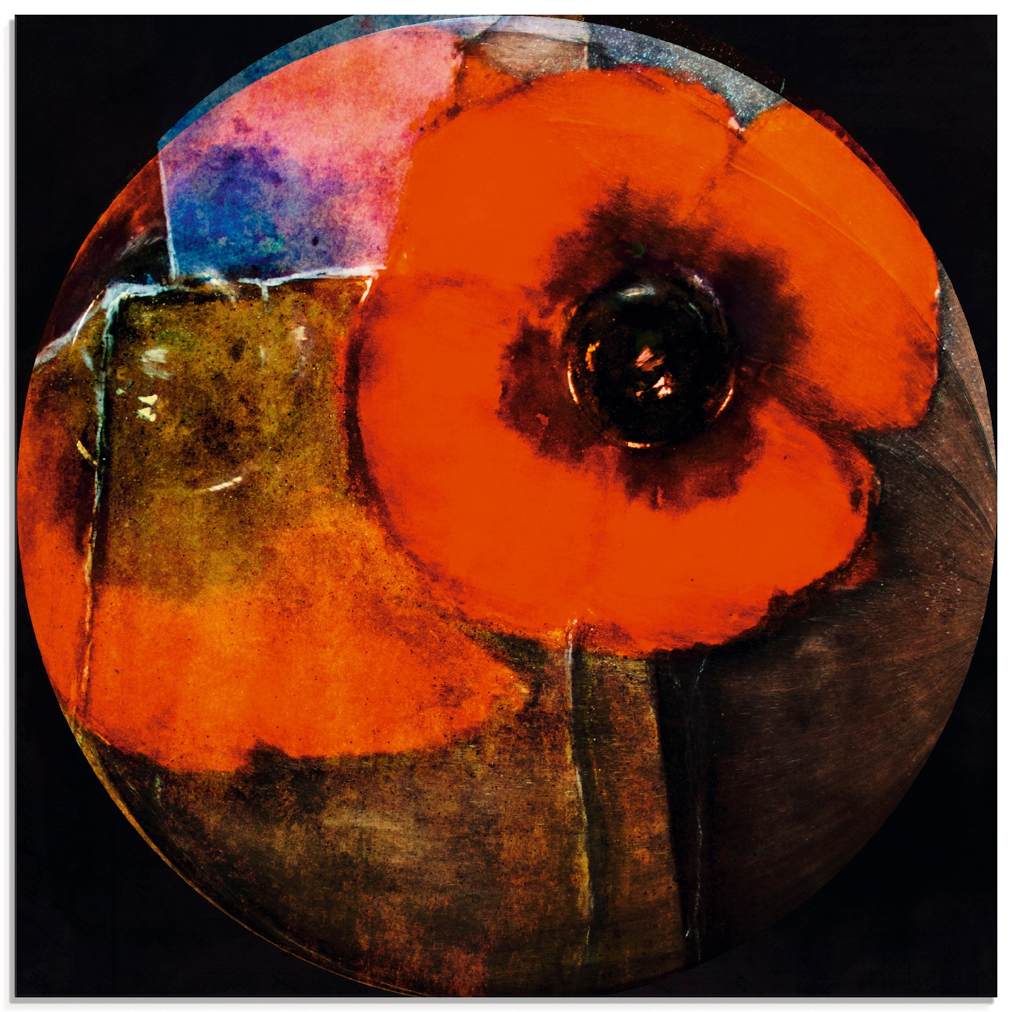 Glasbild »Roter Mohn - abstrakt«, Blumen, (1 St.), in verschiedenen Grössen