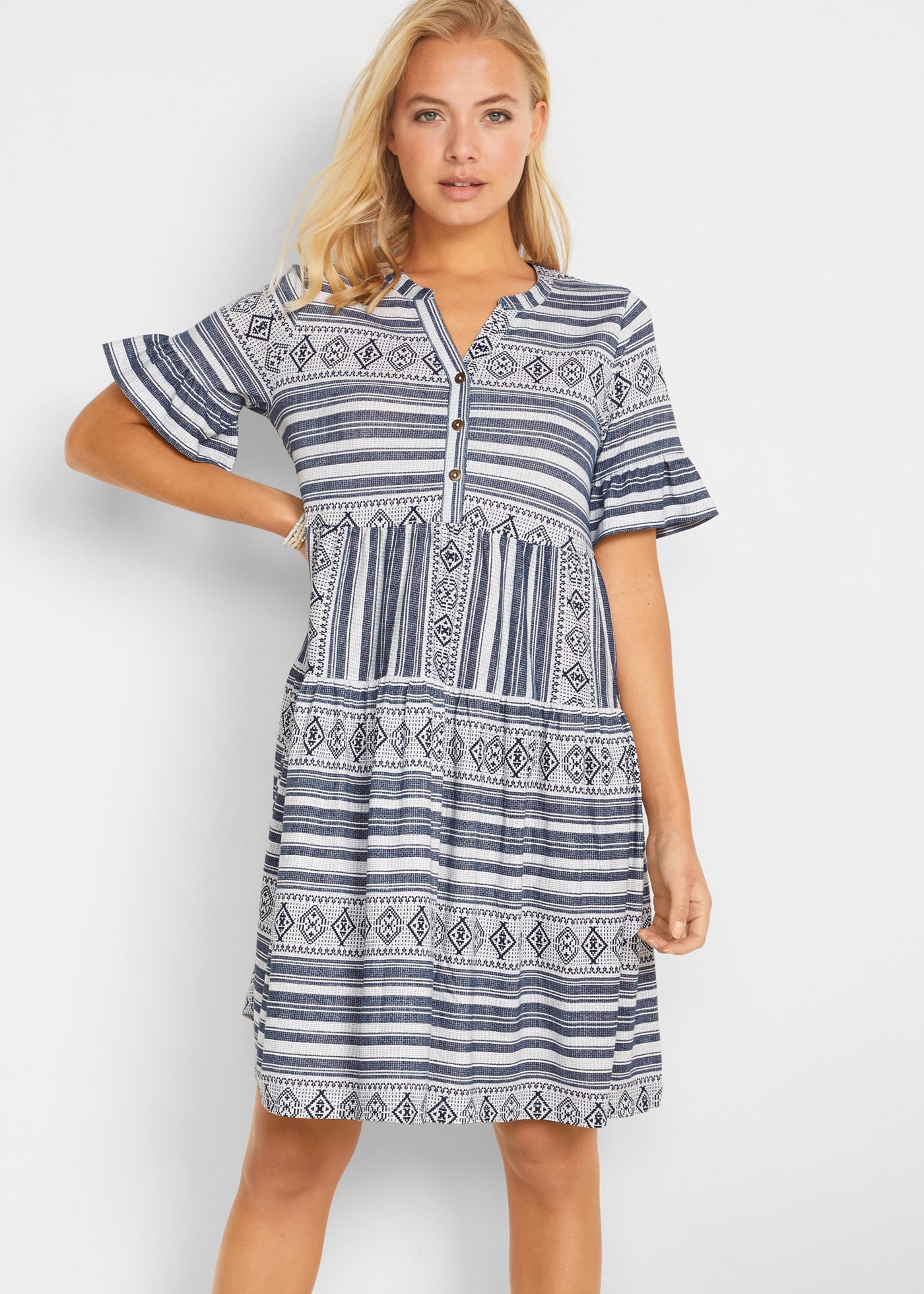 Image of bonprix Shirtkleid mit All-Over Print, aus Viskosemischung, lässig geschnitten