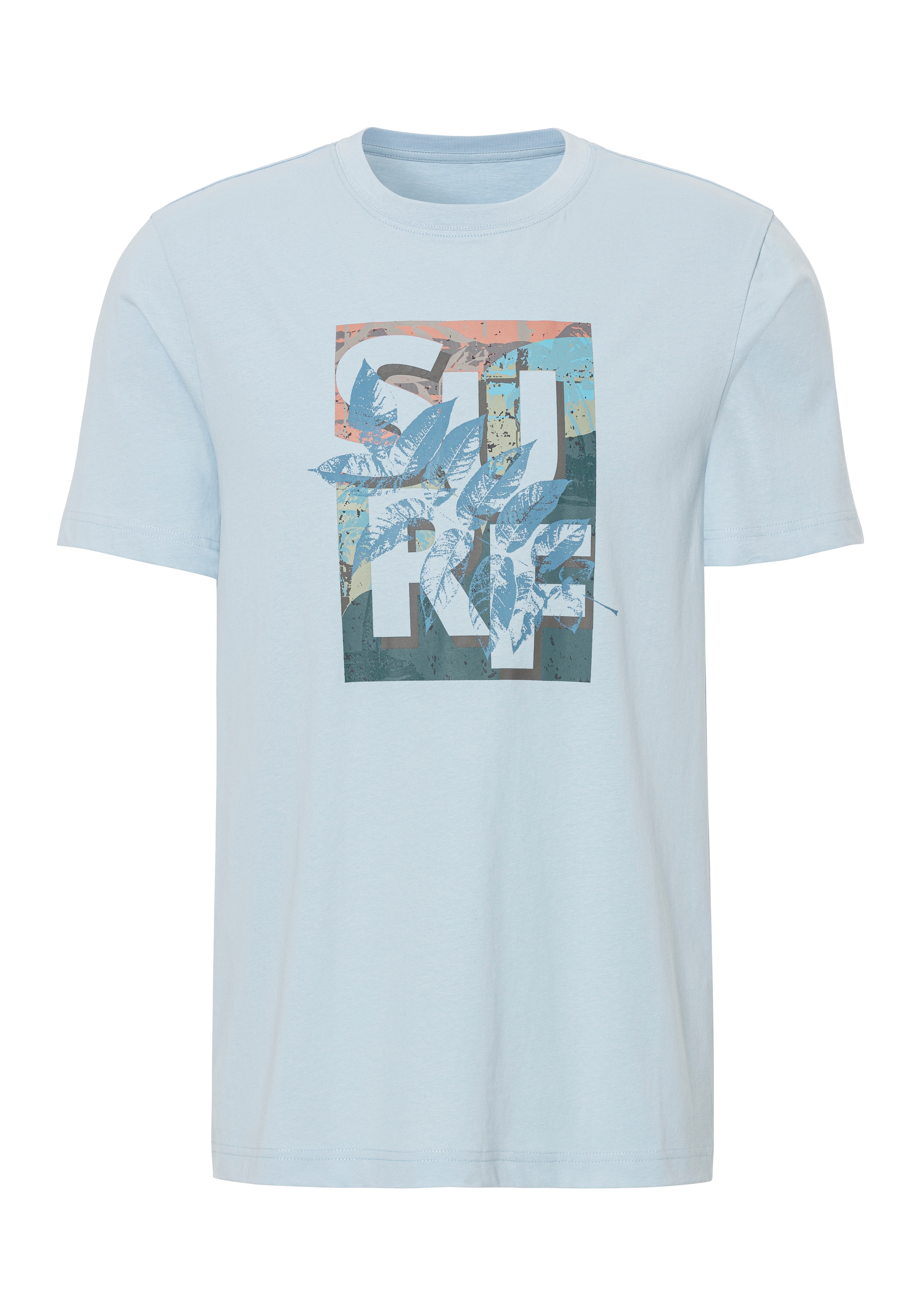 John Devin T-Shirt, Rundhalsshirt mit Surf -Aufdruck aus reiner Baumwolle