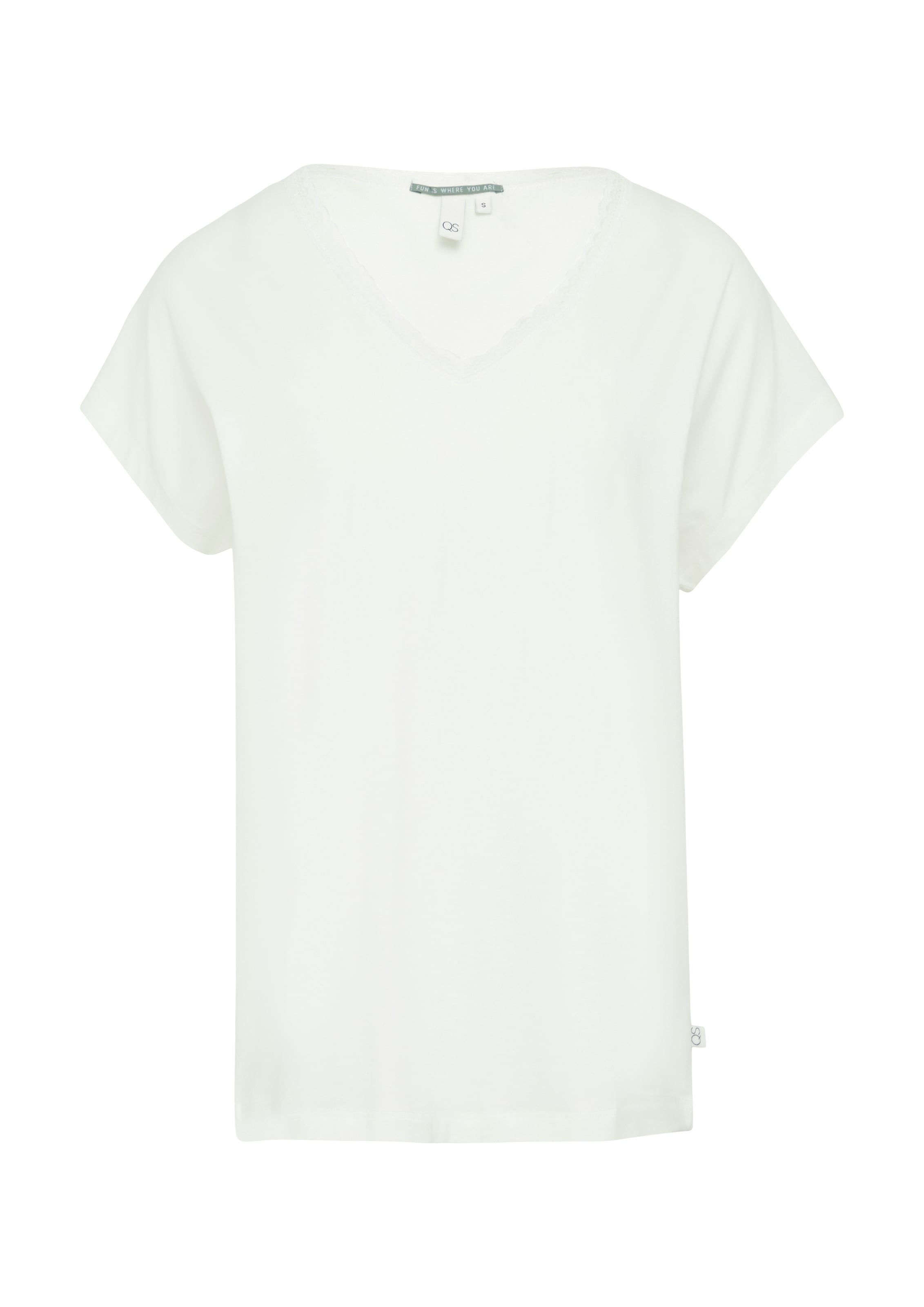 QS T-Shirt , mit Spitze am Ausschnitt
