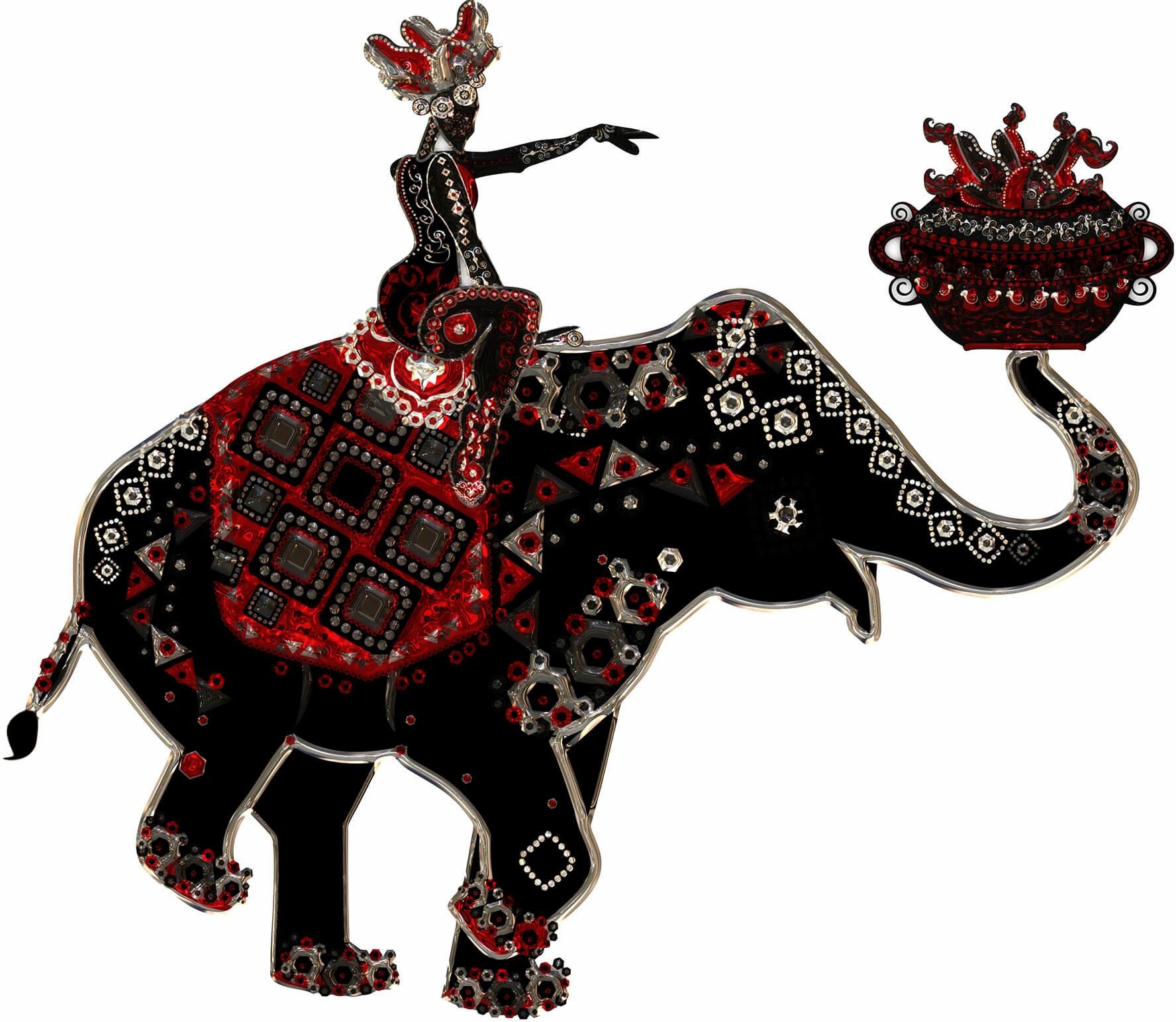Wandtattoo »Metallic asiatischer Indischer Elefant«, selbstklebend, entfernbar