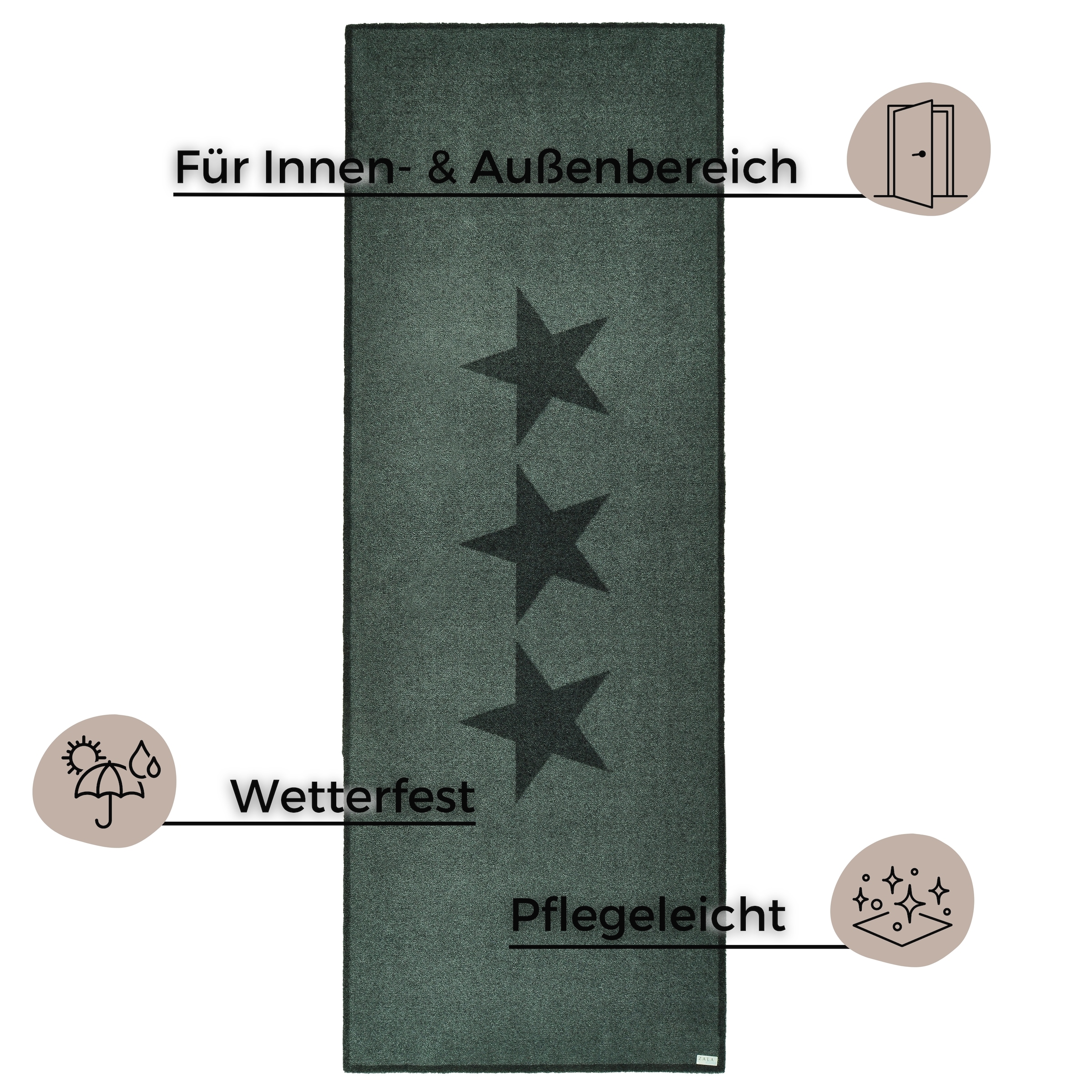 HANSE Home Fussmatte »Sterne, Türmatte«, rechteckig, 7 mm Höhe, Schmutzfangmatte, Innen und Aussen, Rutschfest, Wetterfest, Waschbar