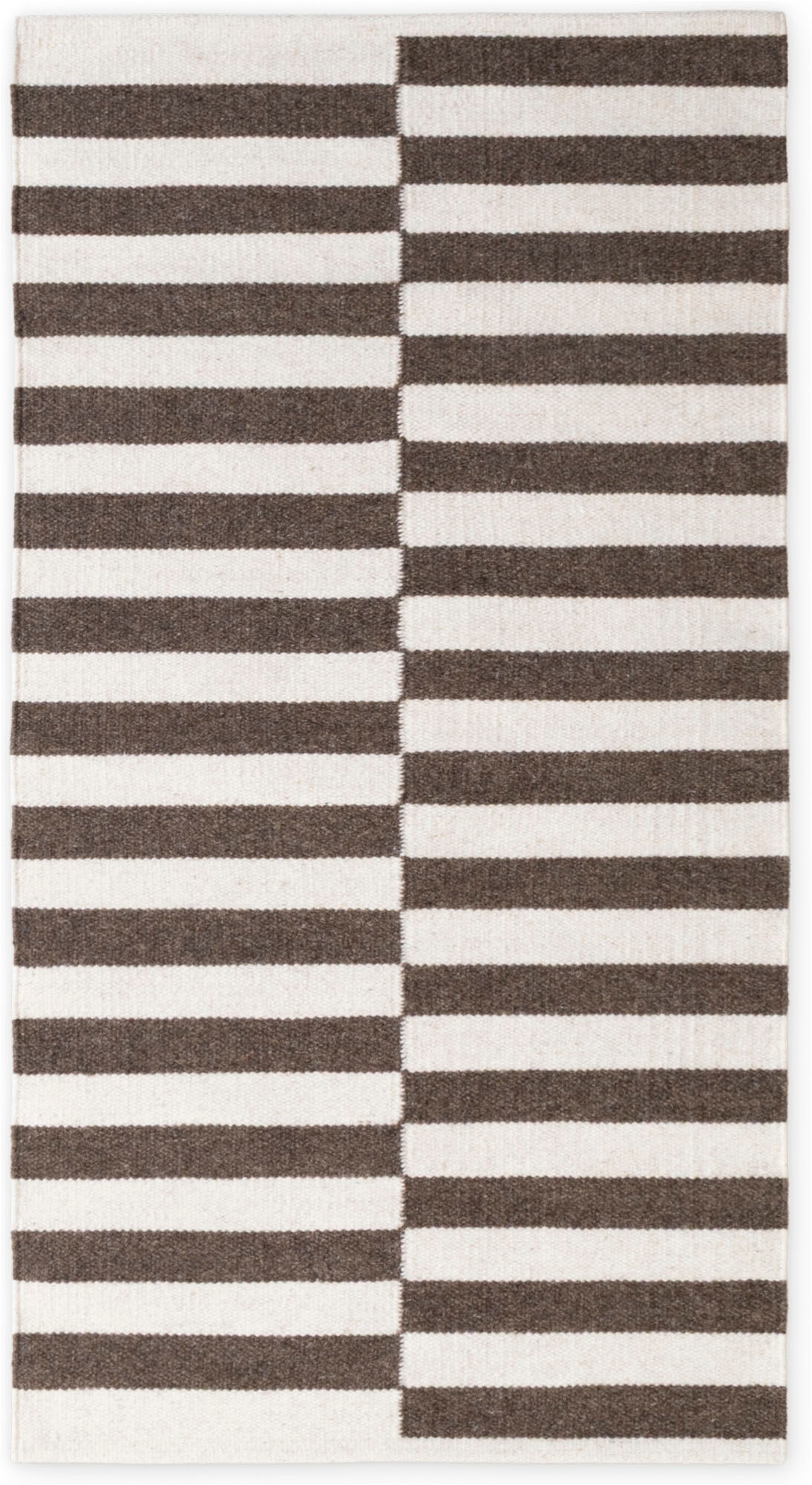 THE RUGS Vika Handwoven Wool Soft Rugs Striped Reversible Living Rooms Bedrooms in Brown | Size: 80cm x 150cm