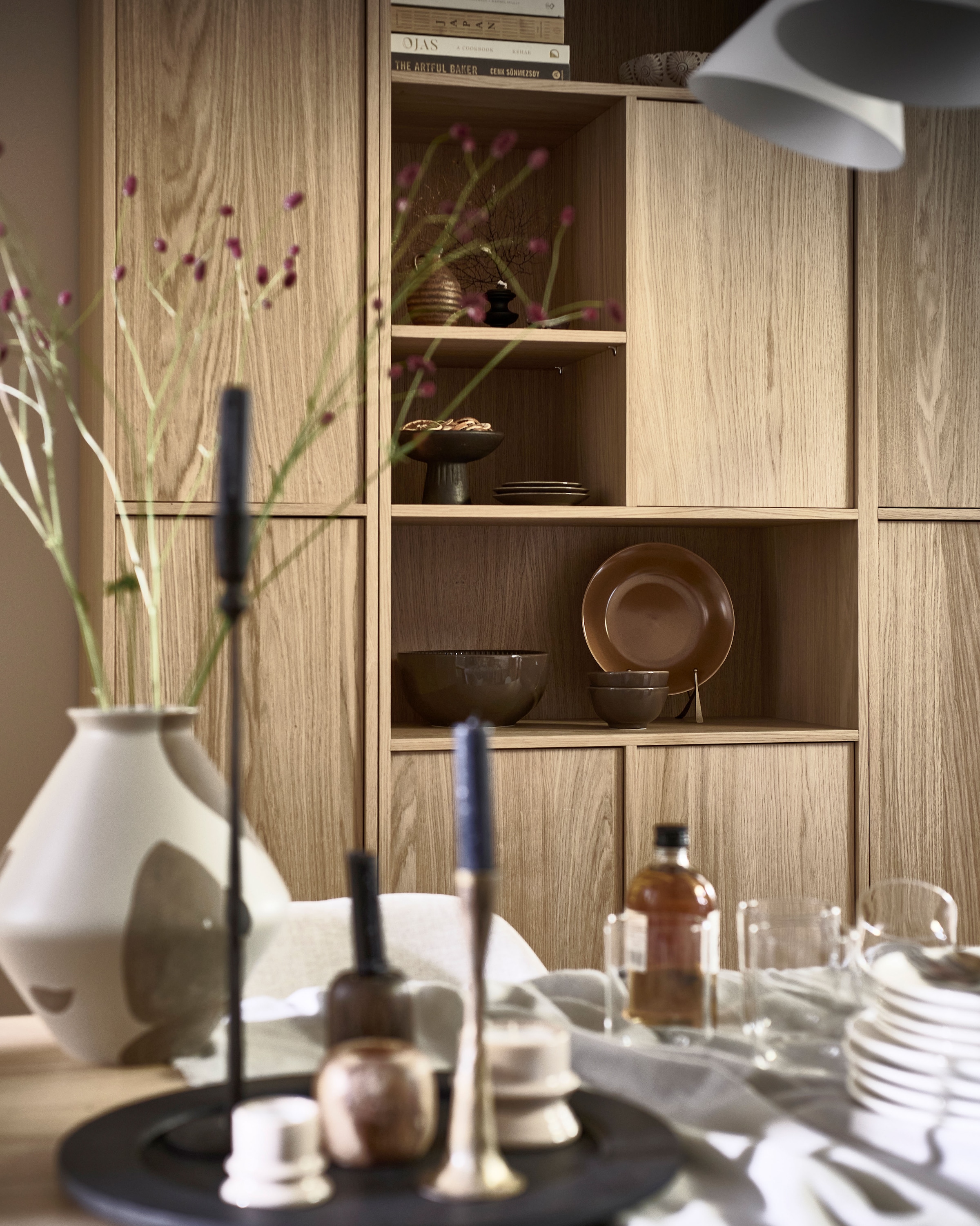 WOOOD Mehrzweckschrank »Modulair Eichenholzfurnier mit Druckmechanismus 40x40x199 cm« Tragkraft 15 kg pro Boden, sichtbare Maserung, einfach zu montieren