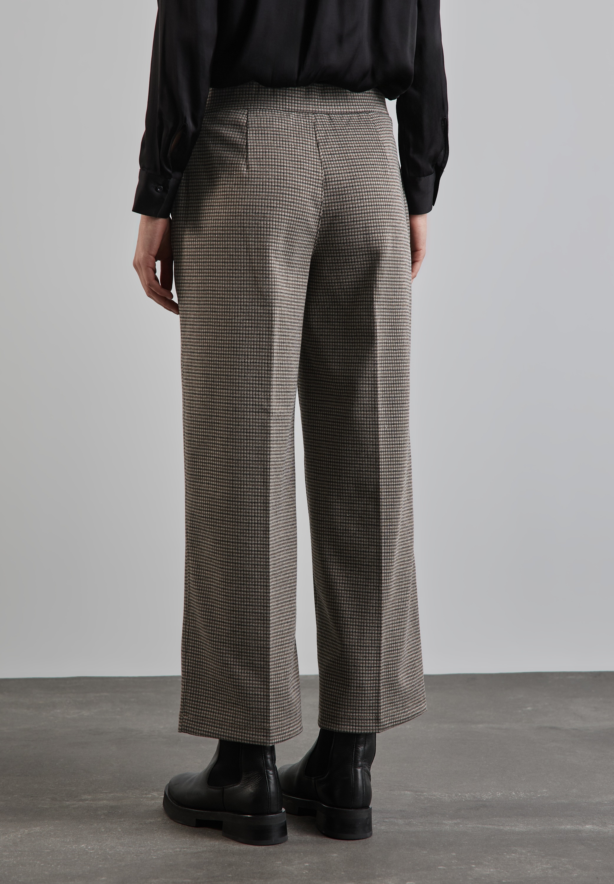 STREET ONE Stoffhose »QR Wide Leg Mini Che«, Sommerhose, Karomuster mit Glitzerdetails