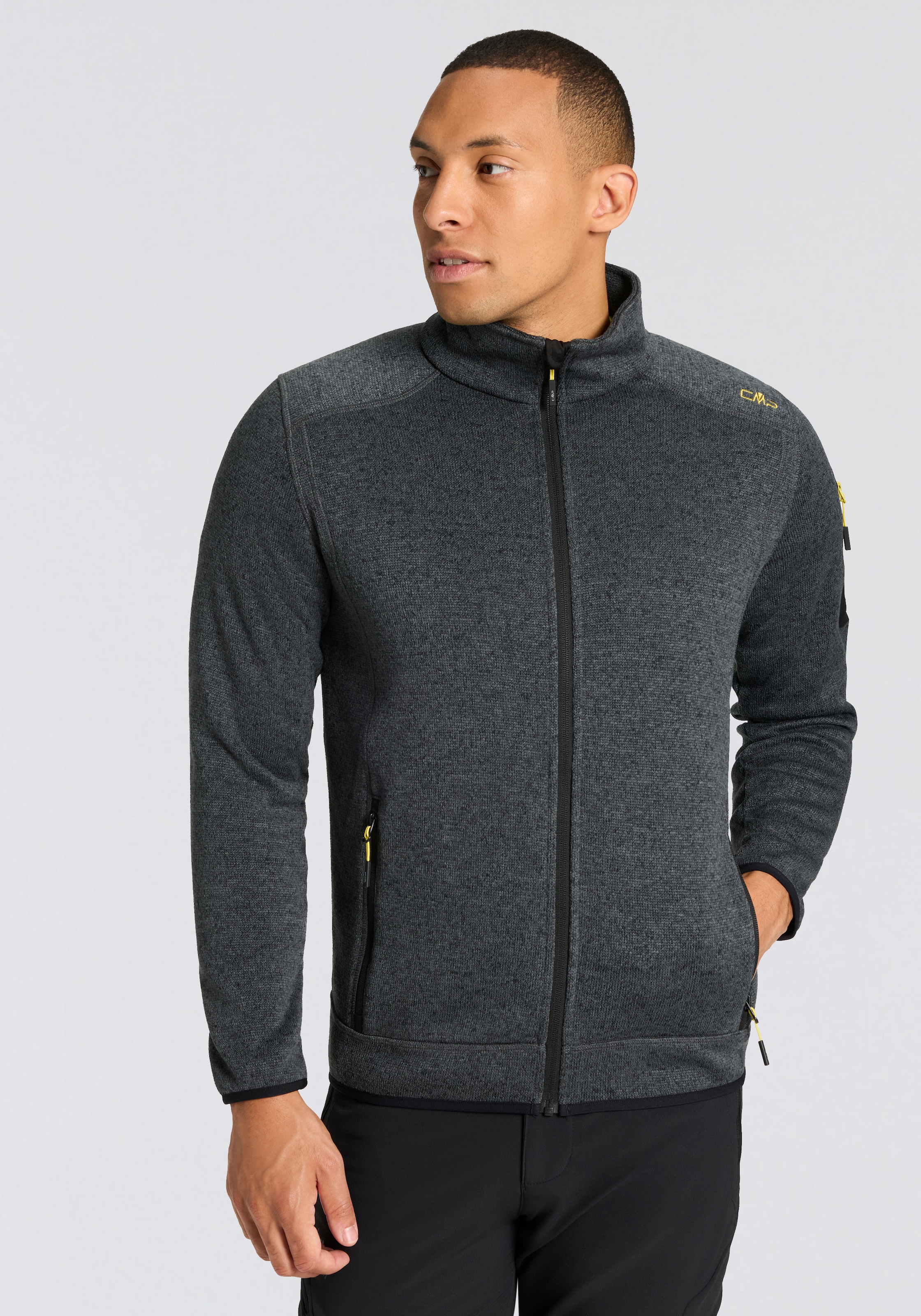 Image of CMP Strickfleecejacke "MAN JACKET" ohne Kapuze mit hochschliessendem Kragen, atmungsaktiv, wasserabweisend