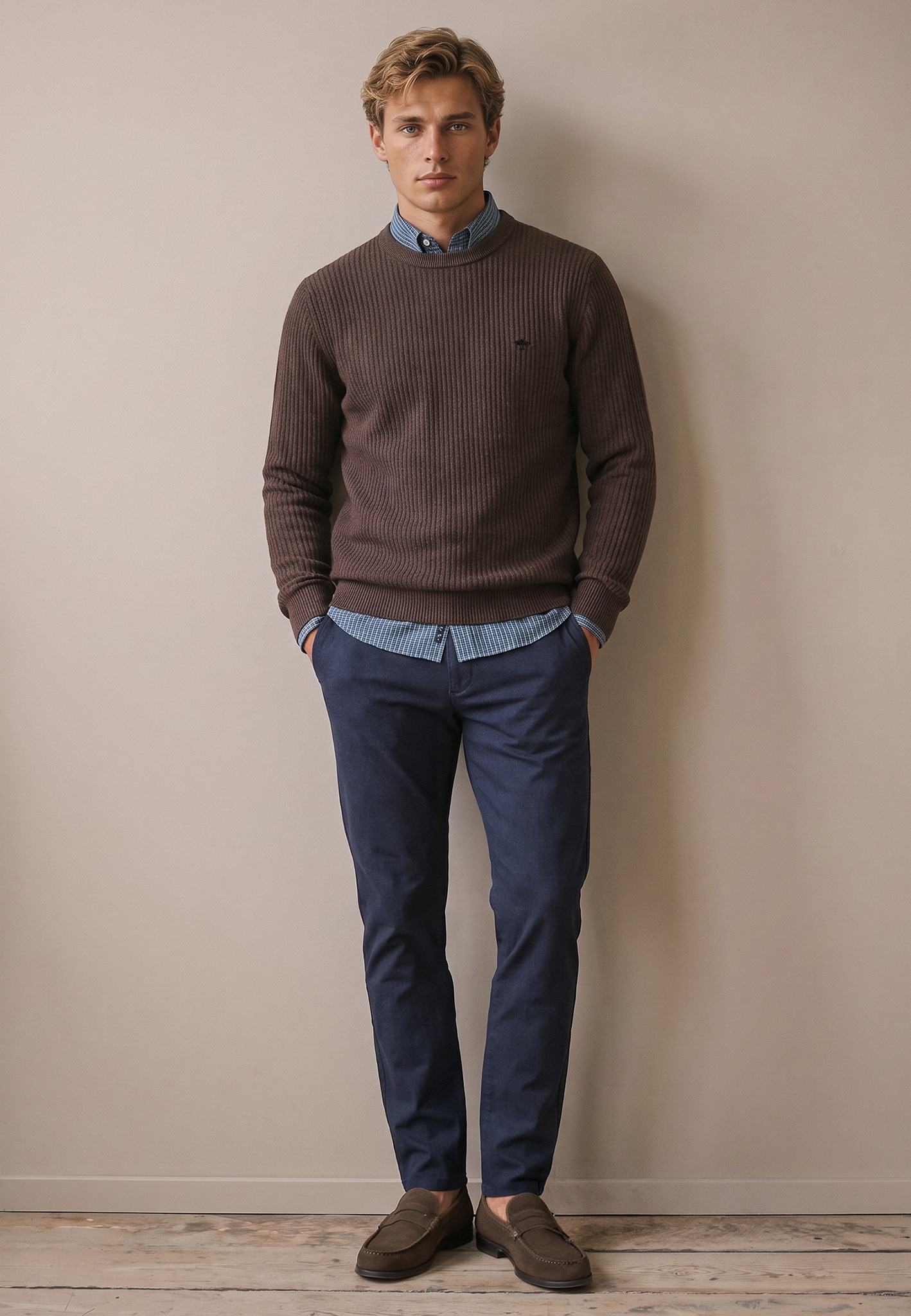 FYNCH-HATTON Pull en tricot avec broderie du logo