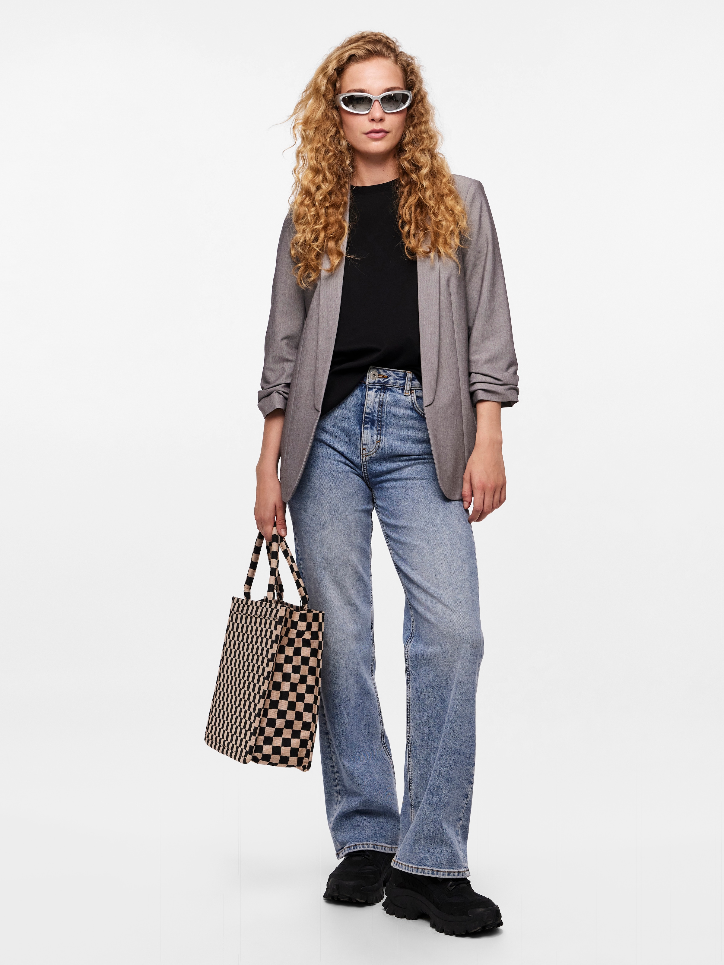pieces Blazer chemisier »PCBOSELLA 3/4 BLAZER NOOS« Materialmix, regular fit