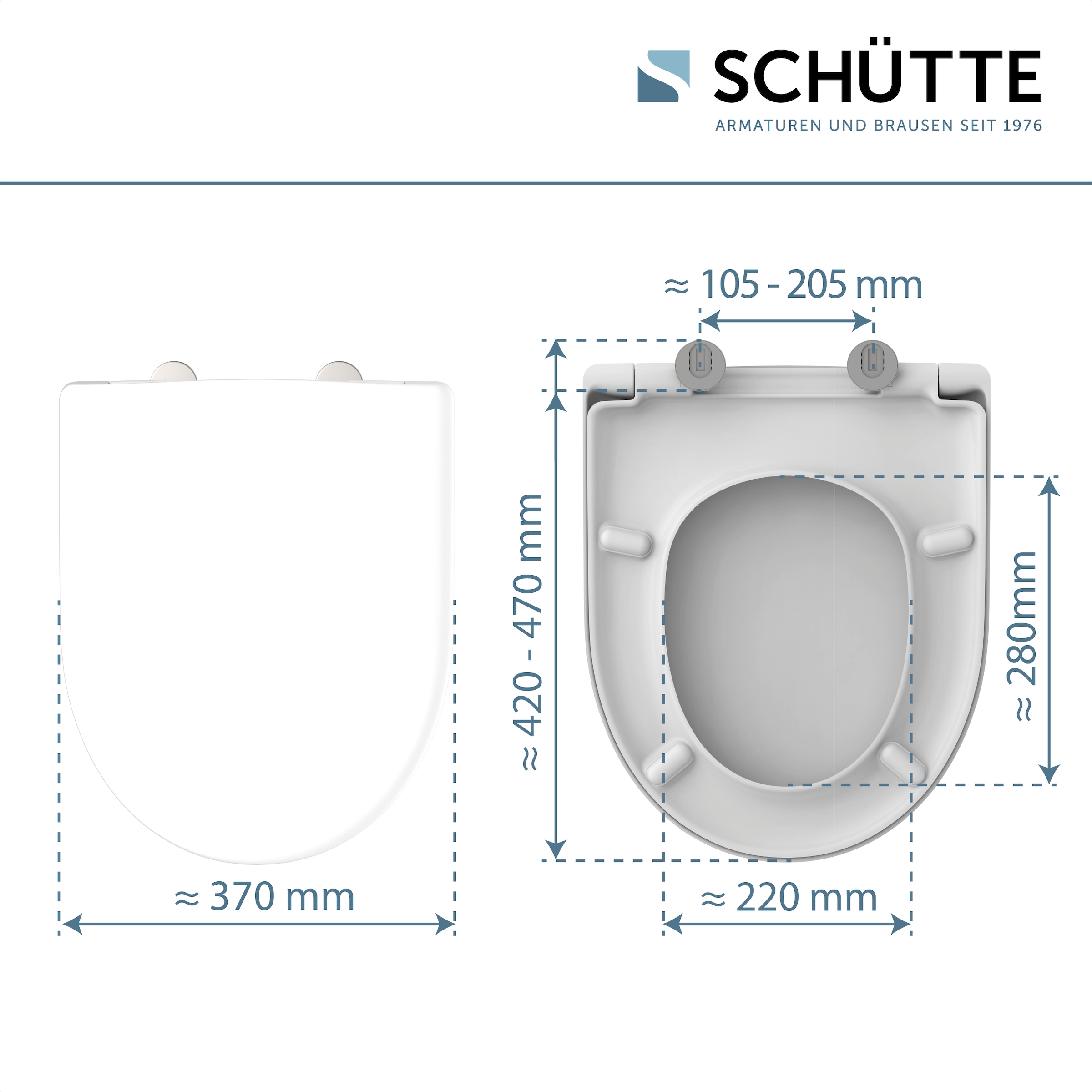 Schütte WC-Sitz »Duroplast, WHITE D-Form PRO« WC-Sitz, Befestigungsmaterial, Montageanleitung,  mit Absenkautomatik und Schnellverschluss
