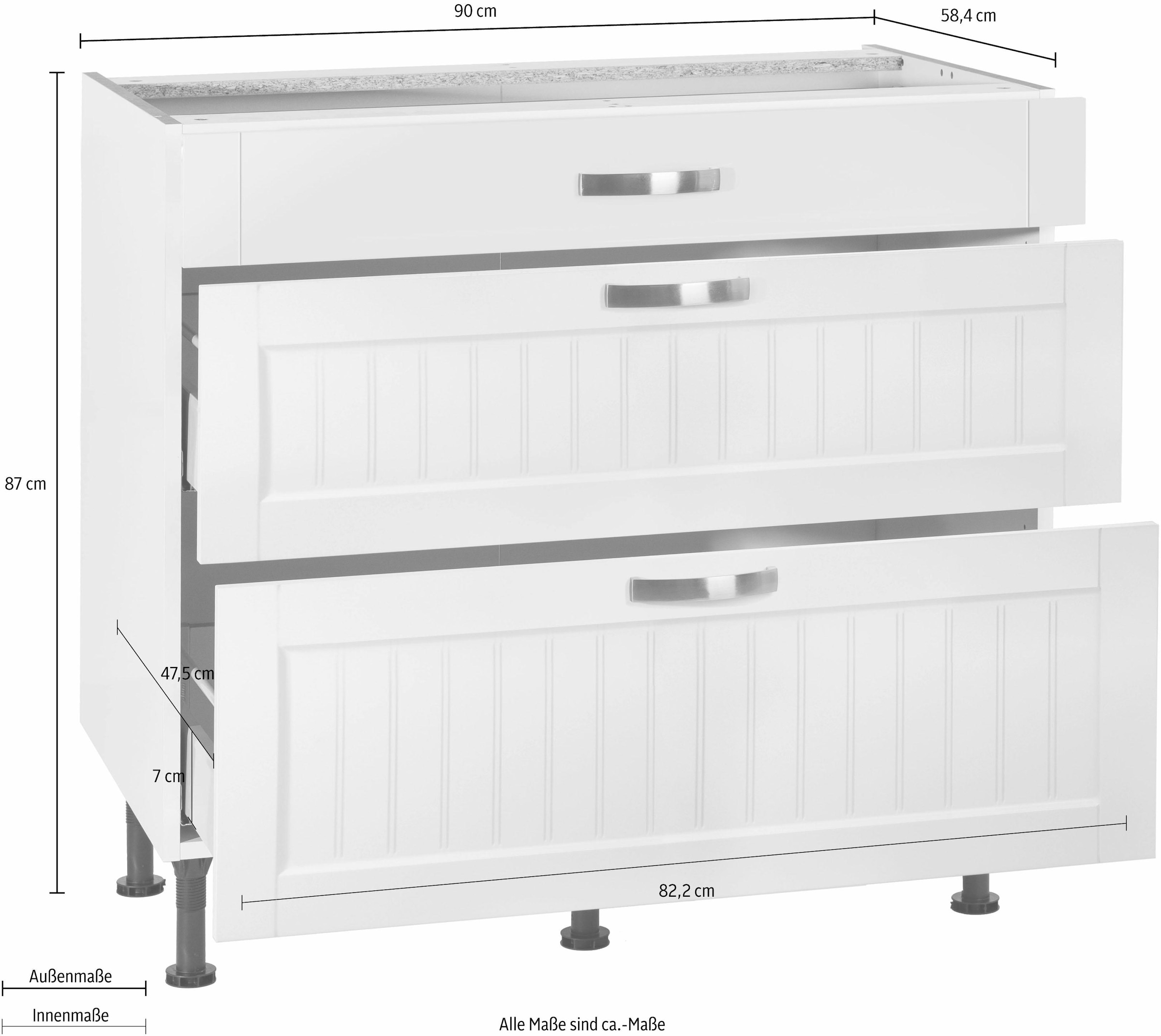 OPTIFIT Unterschrank »Cara«, Breite 90 cm, mit Vollauszügen und Soft-Close-Funktion