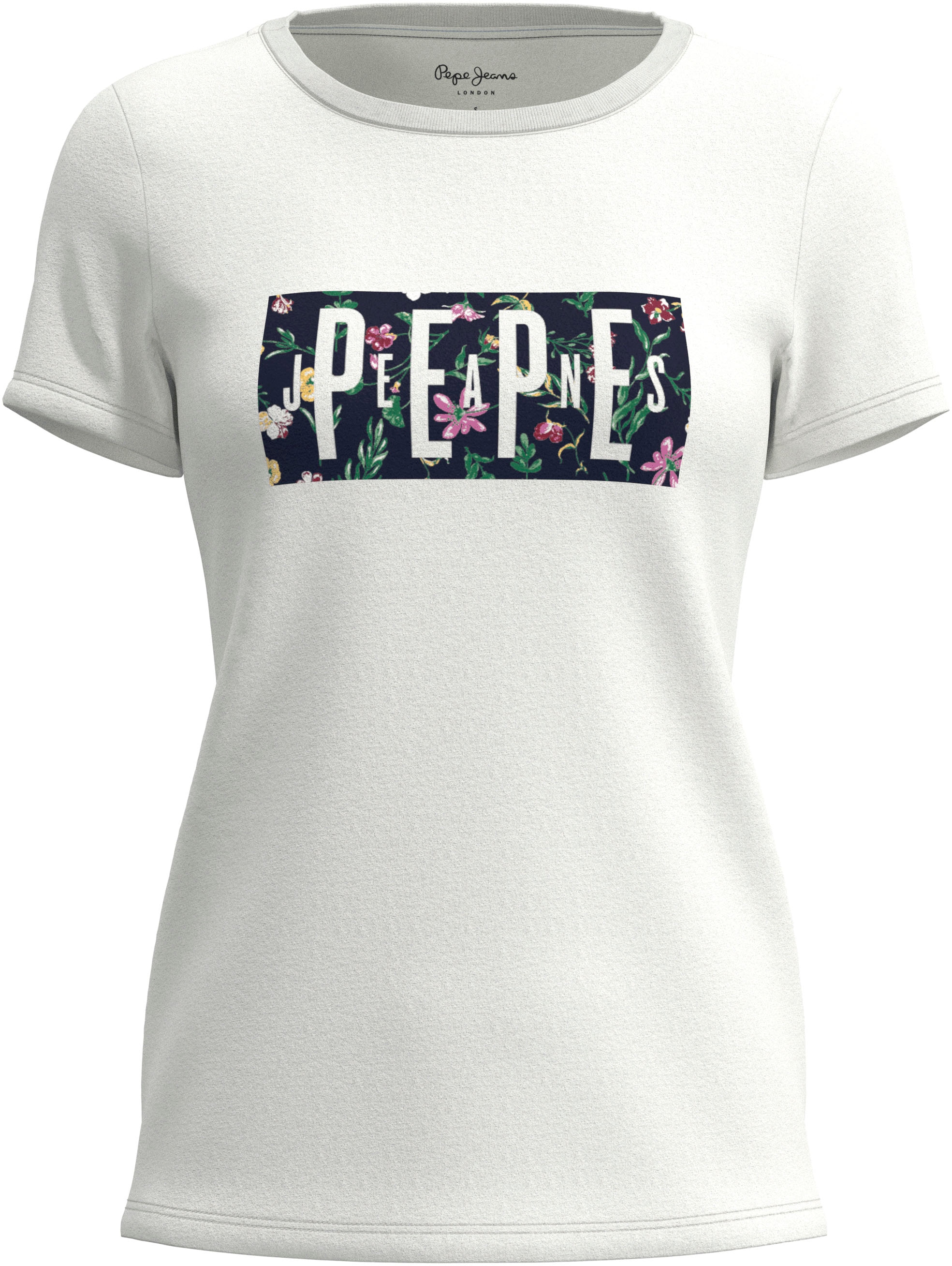 Commander Pepe Jeans T-Shirt »PATSY«, sans 99. Frontprint figurbetonter und in frais markentypischem mit - dès d\'envoi tollem CHF Passform