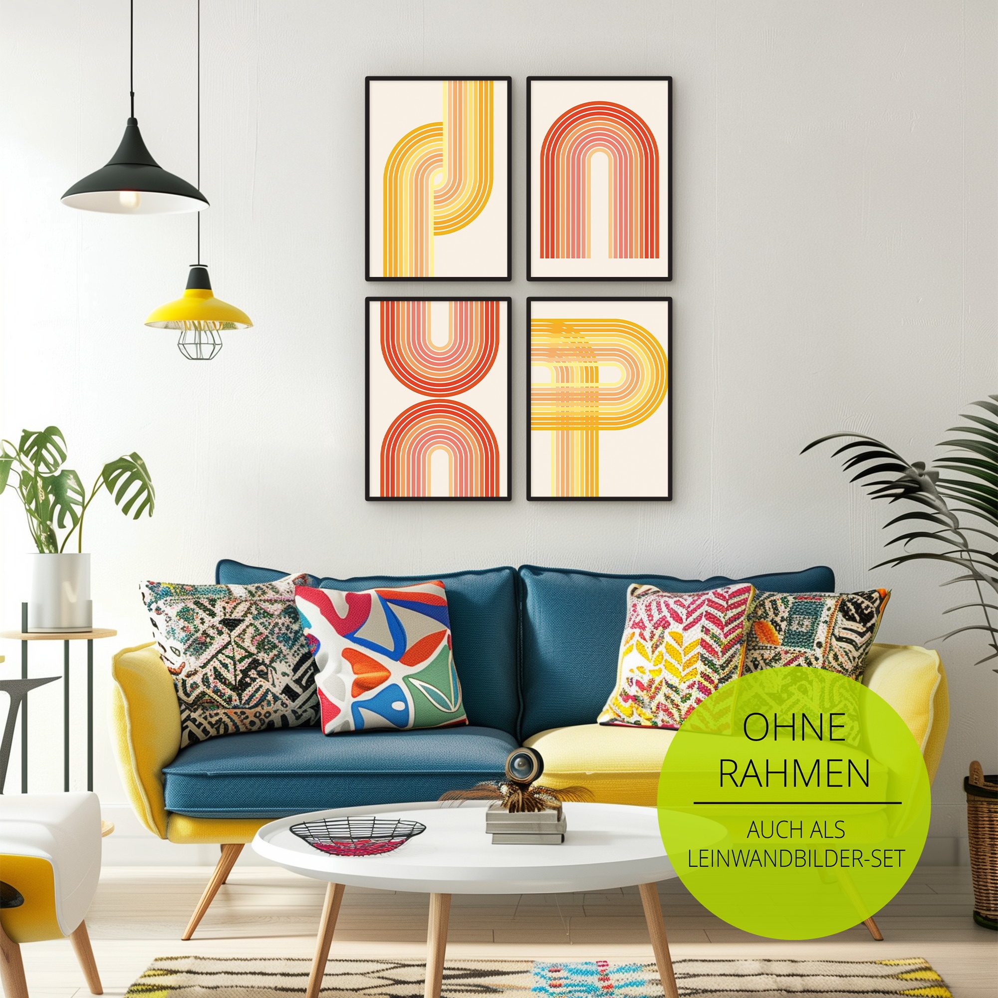 GOODproduct Wandbild »Retro I bis IV« Abstrakt 4 Stk. tlg. als Poster oder Leinwandbilder Set