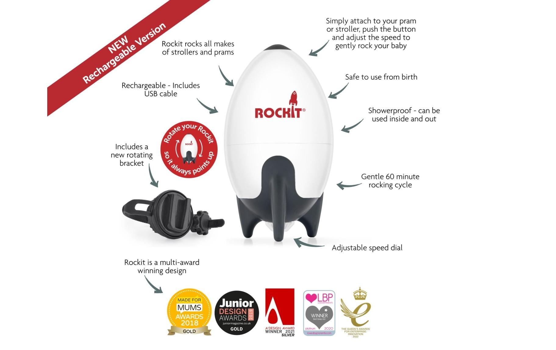   Kinderwagen-Adapter »ROCKIT USB Rockit Rocker« Wiederaufladbarer Babyrocker