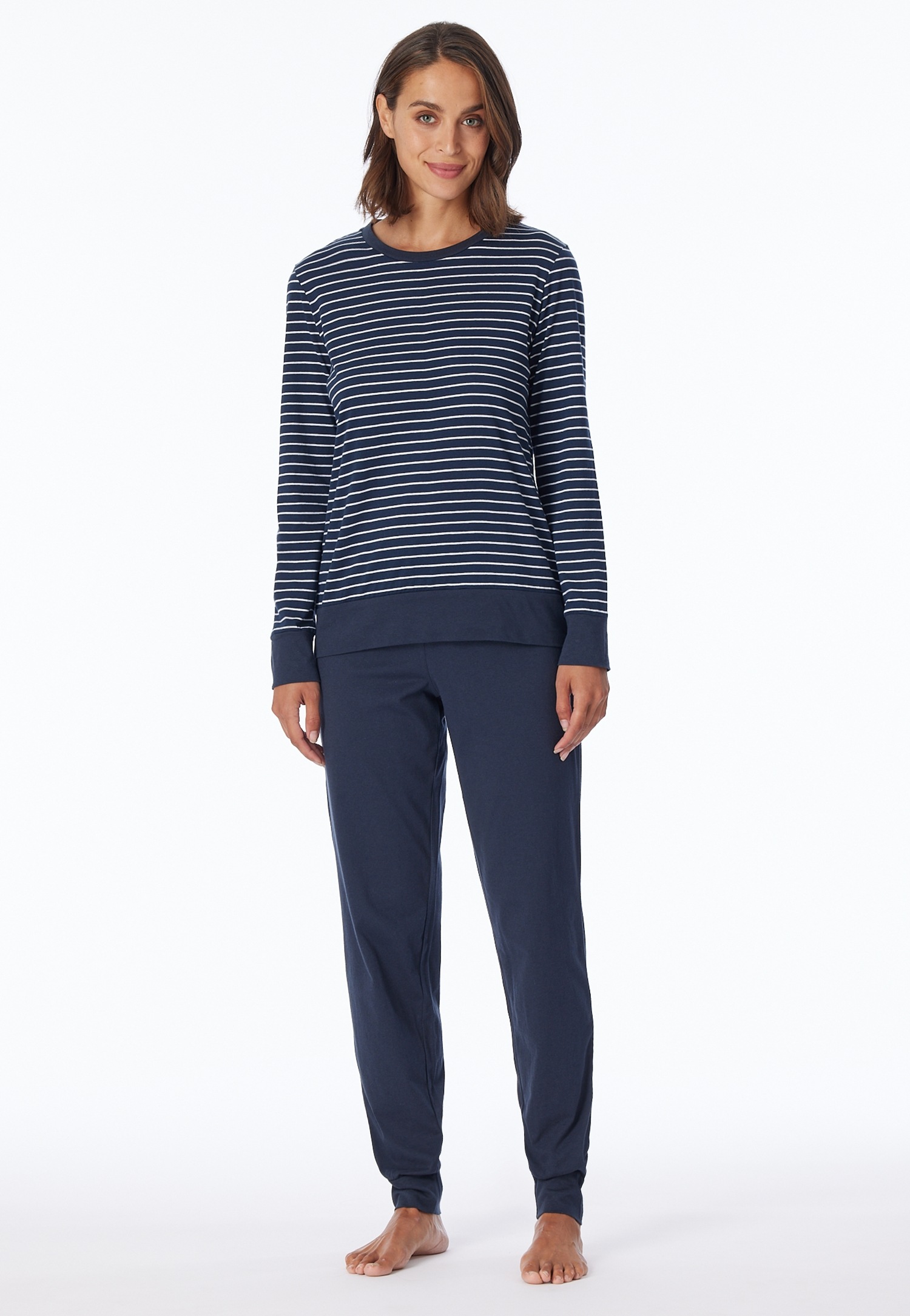 Image of uncover by SCHIESSER Schlafanzug "Uncover Nightwear" 2 Rundhalsausschnitt, Pure Cotton, Streifen, Single Jersey, Langarm