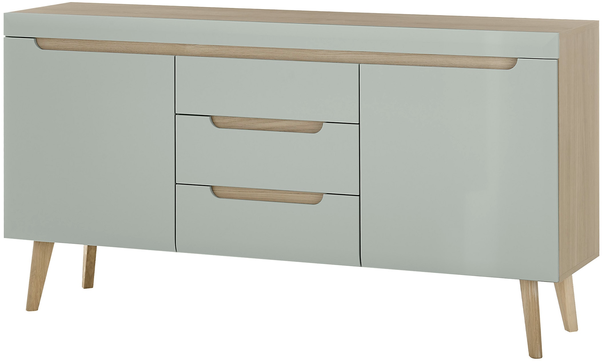 INOSIGN Sideboard »Torge, Anrichte, Kommode, Schubladenschrank«, (1 St.), abgeschrägte Füsse, drei Farben, Scandi Design, 160 cm breit