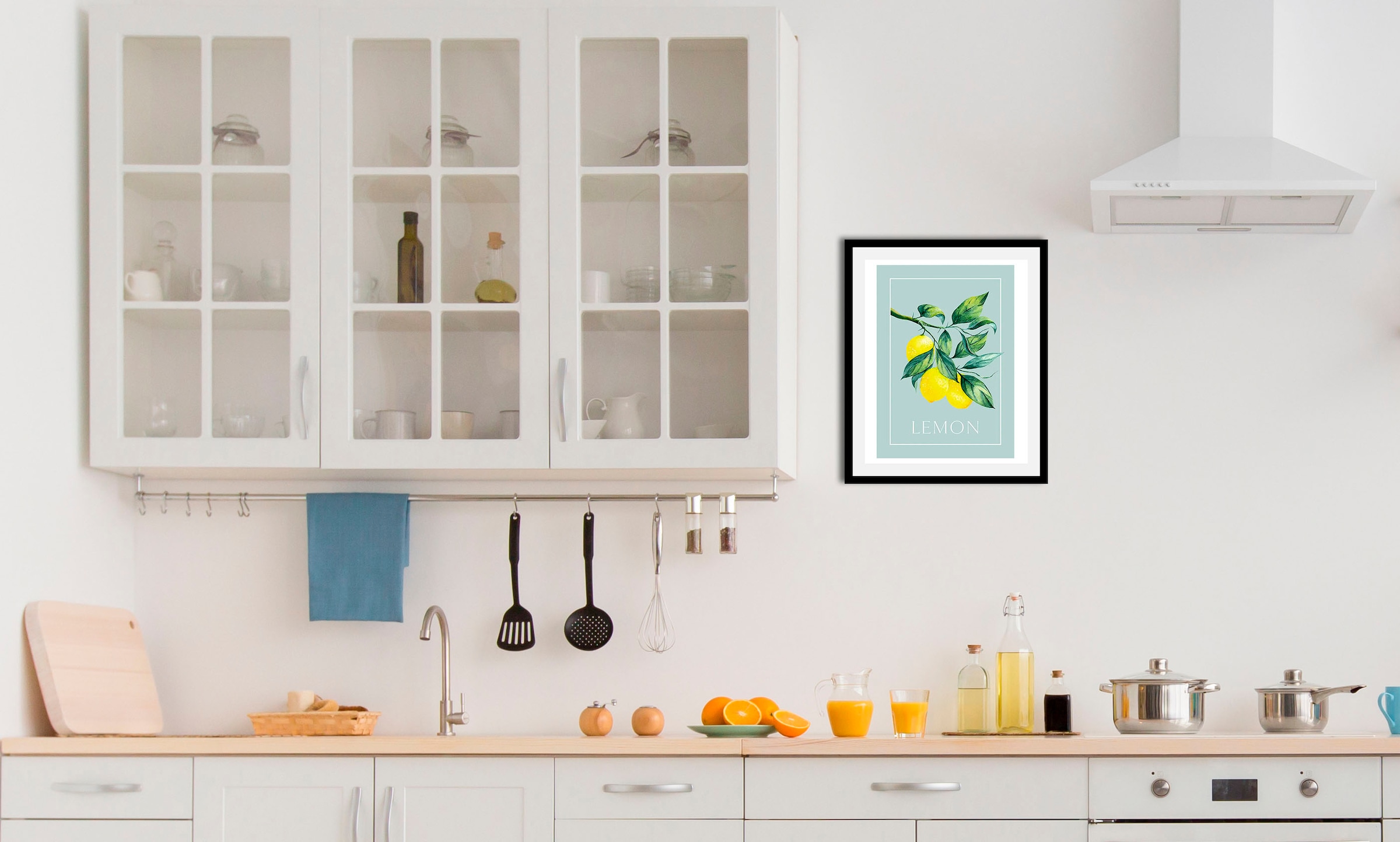 Image of queence Bild mit Rahmen "oder Poster, Lemon - Zitronenzweig" Abstrakt Figuren Obst Obst Bilder Schriftzug 1 Stk. tlg. HD Premium Druck