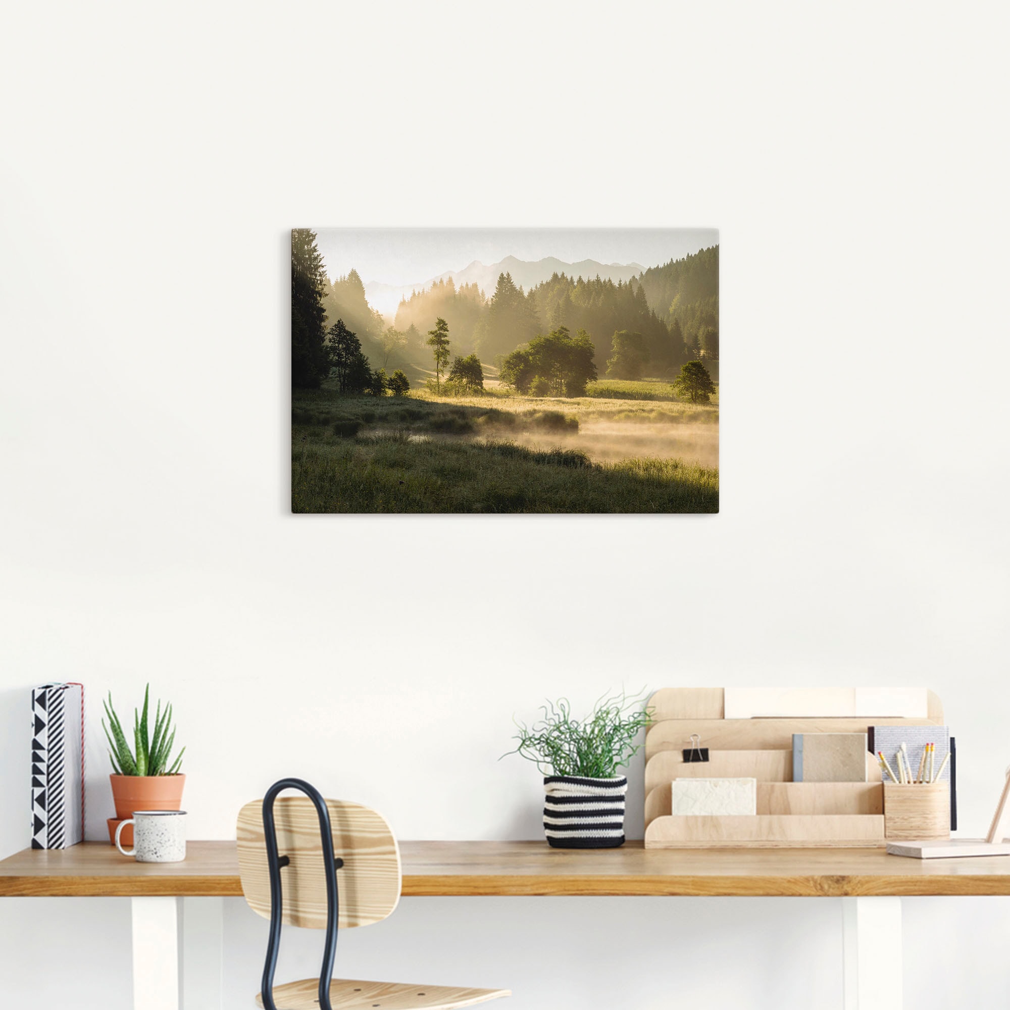 Artland Tableau sur toile »Sommermorgen in den Alpen« Prairies et arbres 1 cuis tlg. tendu sur cadre en bois