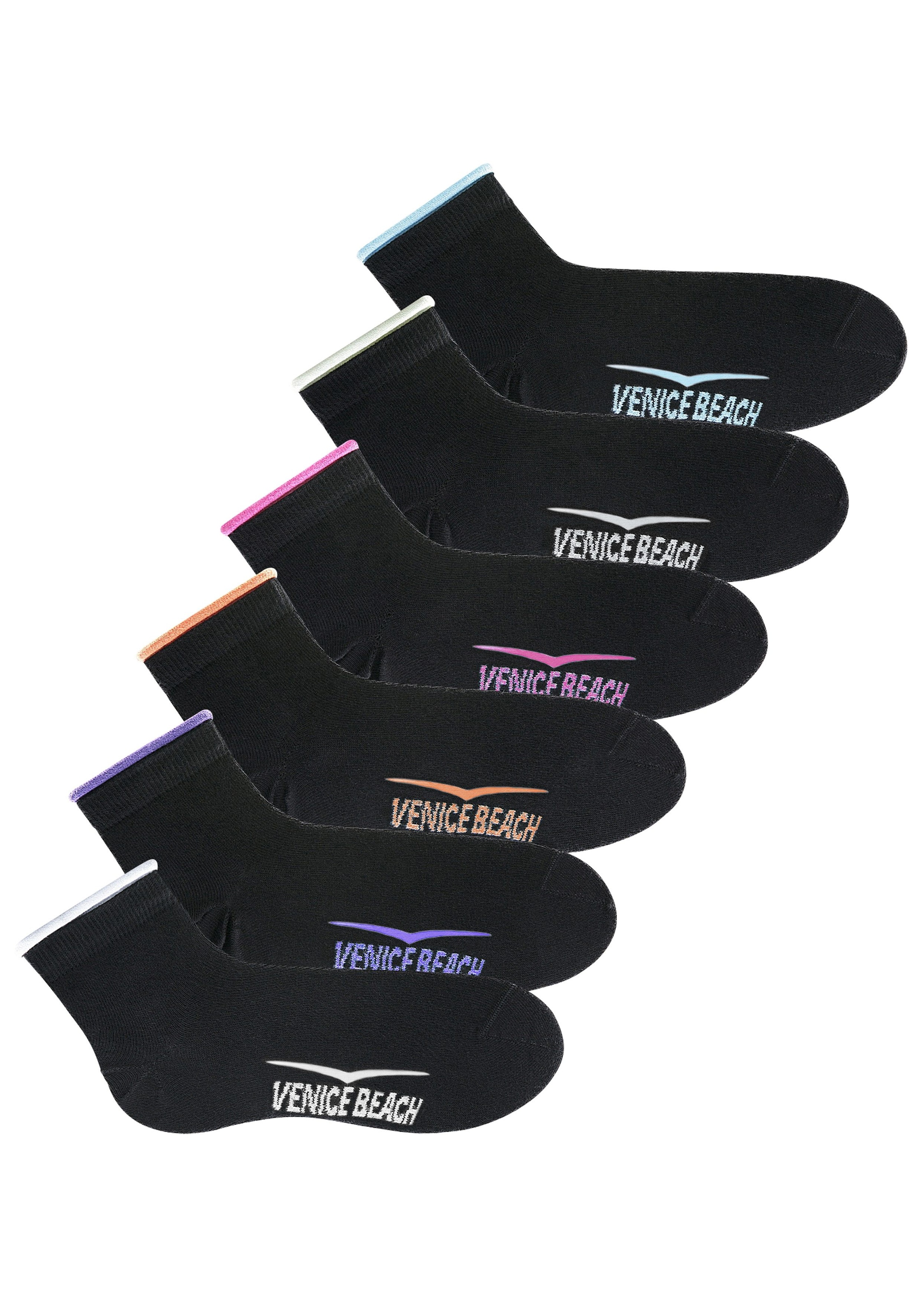 Venice Beach Kurzsocken, (Packung, 6 Paar), mit druckfreiem Bündchen