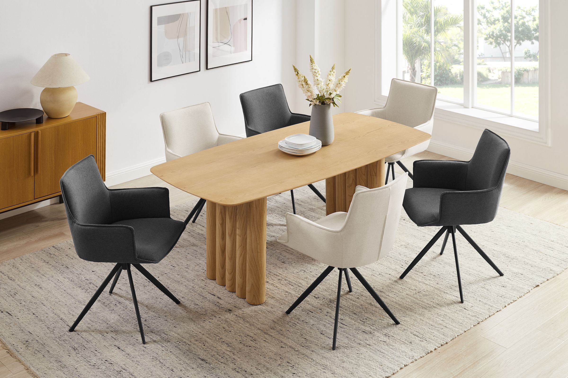 GOODproduct Drehstuhl »Amoreve« (Set) 2 Stk.hochwertiger Strukturstoff, ergonomisches Design, Metallgestell